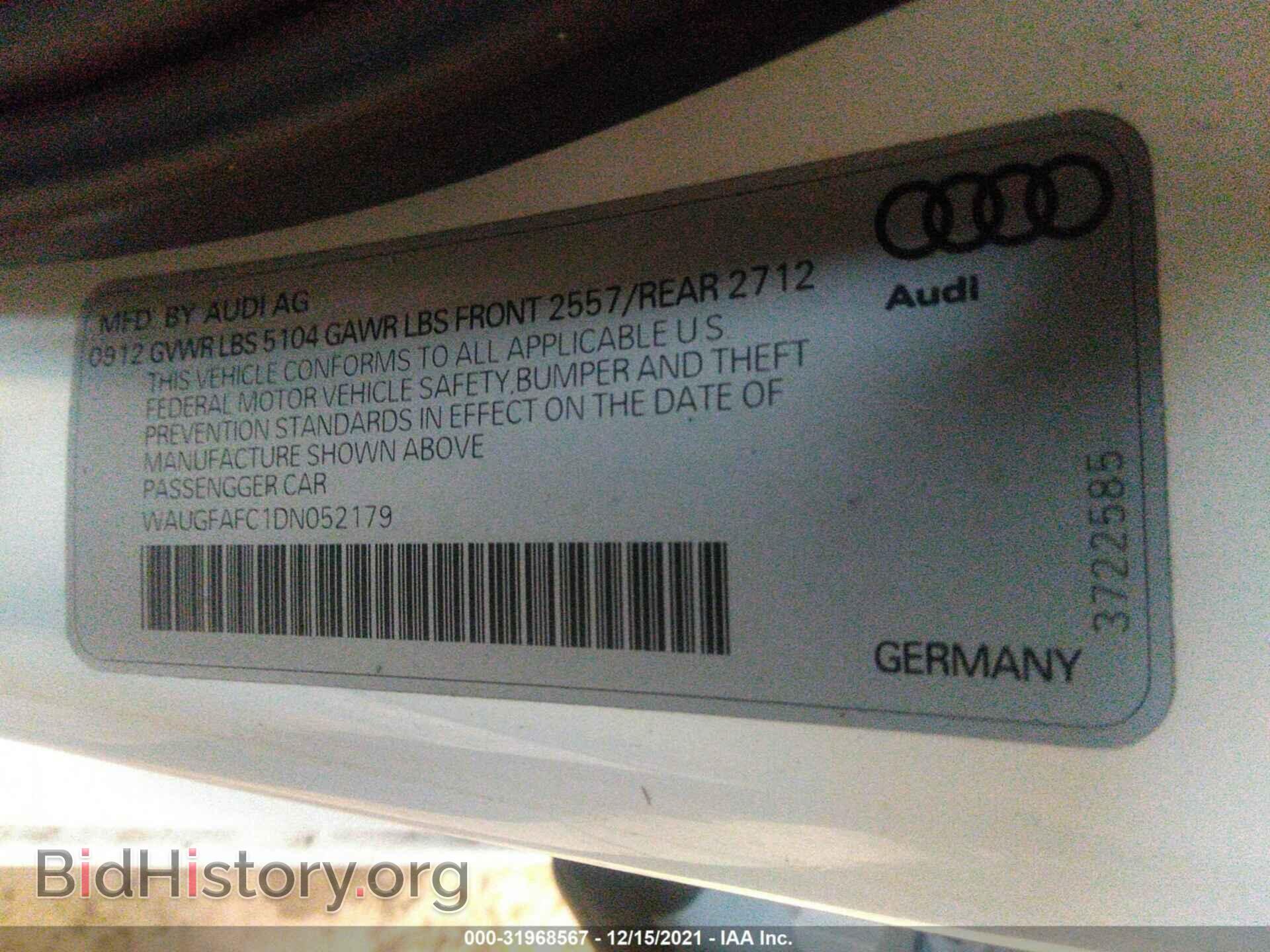 2013 AUDI A6 - VIN: WAUGFAFC1DN052179 - Фото 9