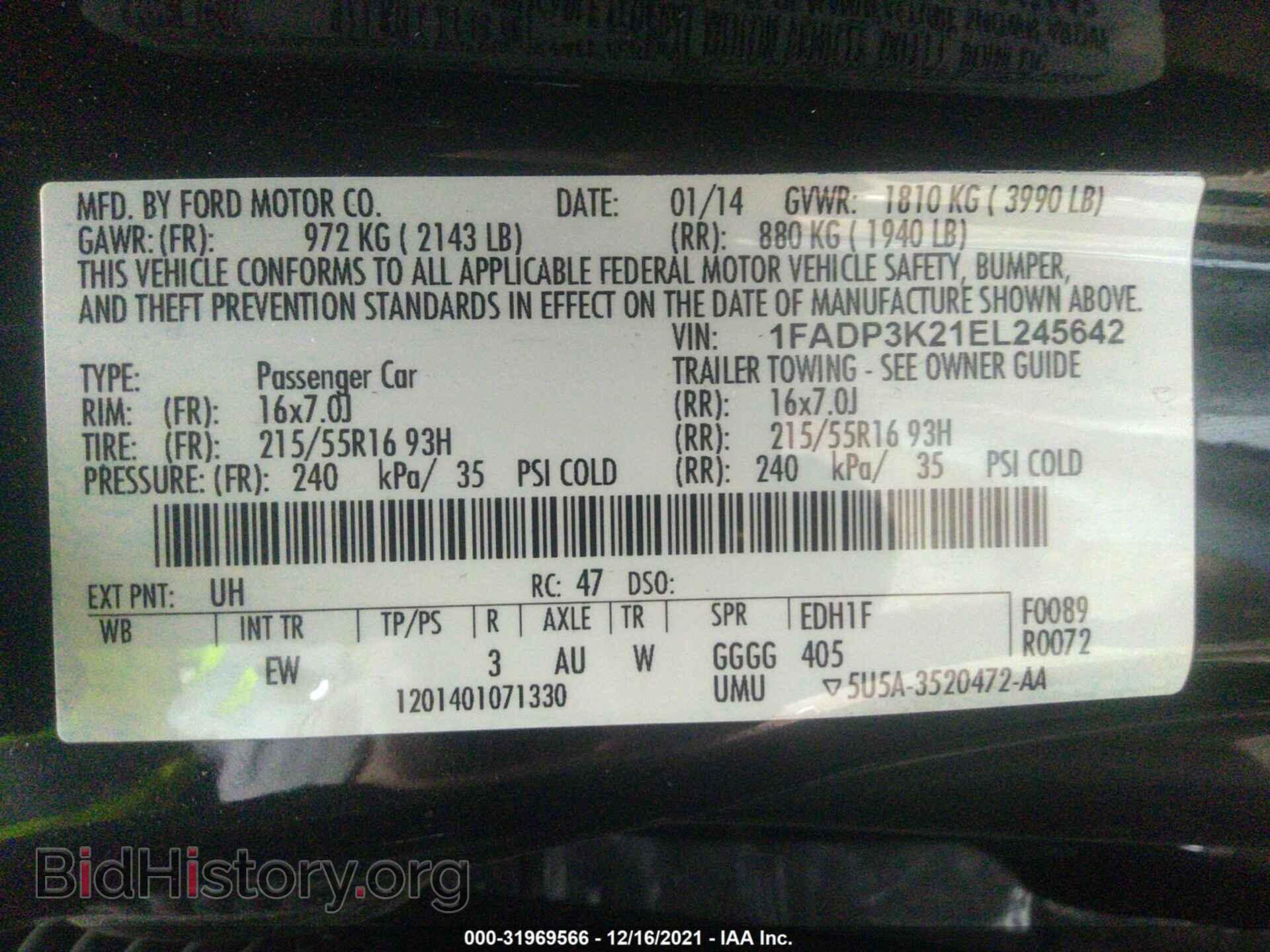 2014 FORD FOCUS - VIN: 1FADP3K21EL245642 - Фото 9