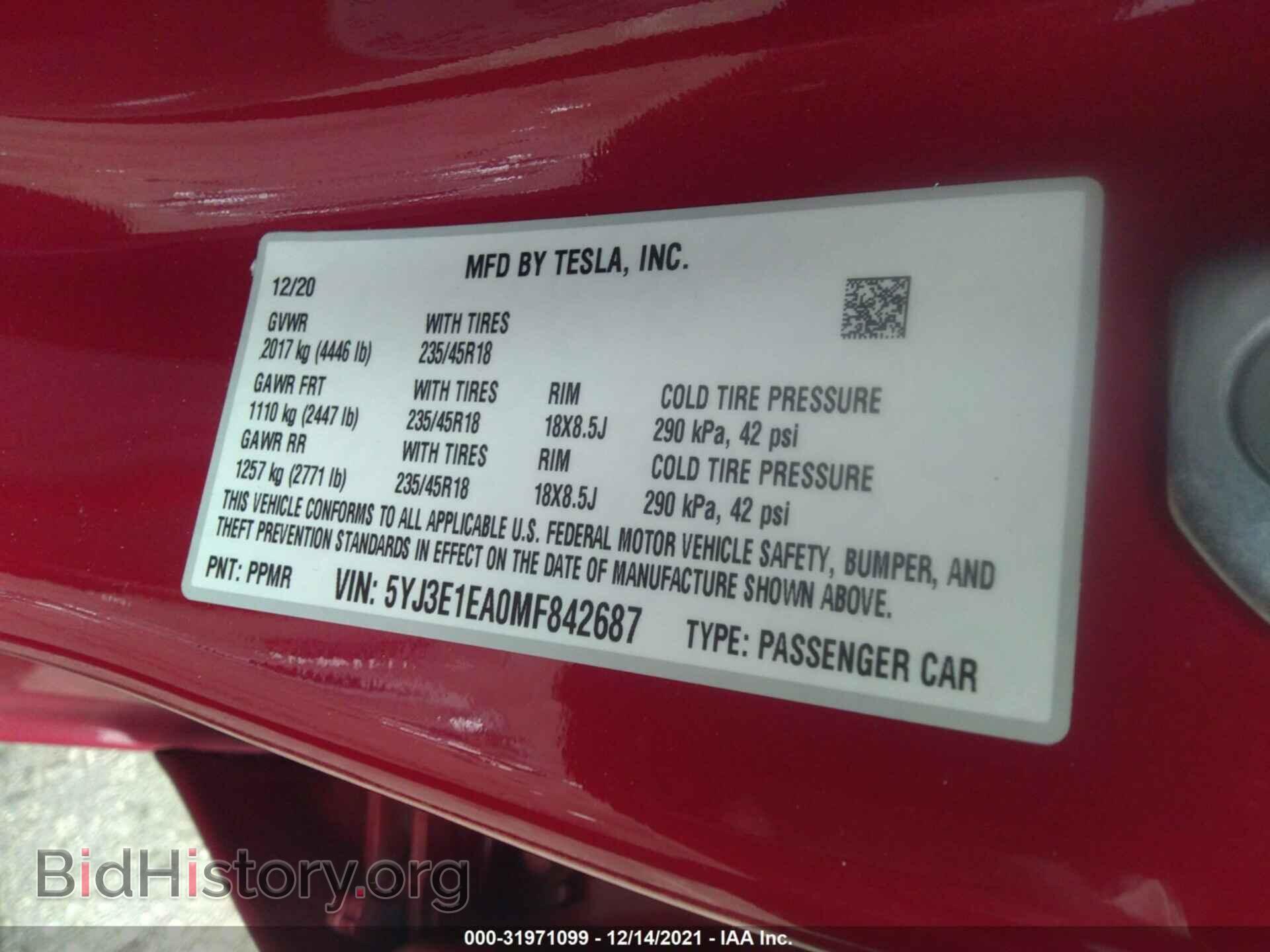 2021 TESLA MODEL 3 - VIN: 5YJ3E1EA0MF842687 - Photo 9