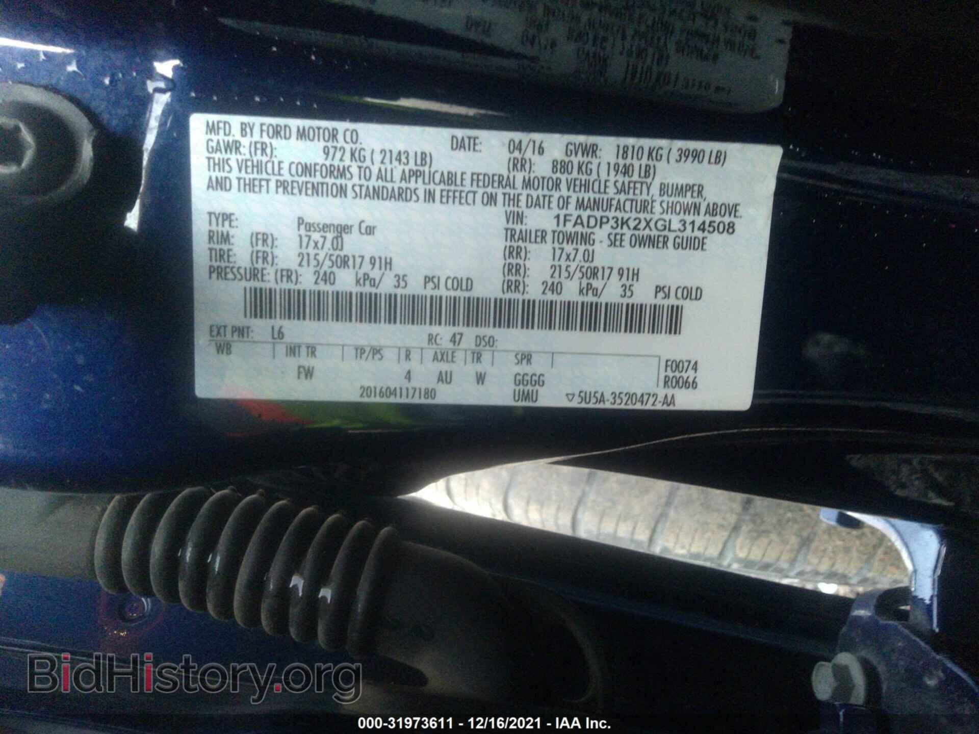 2016 FORD FOCUS - VIN: 1FADP3K2XGL314508 - Фото 9