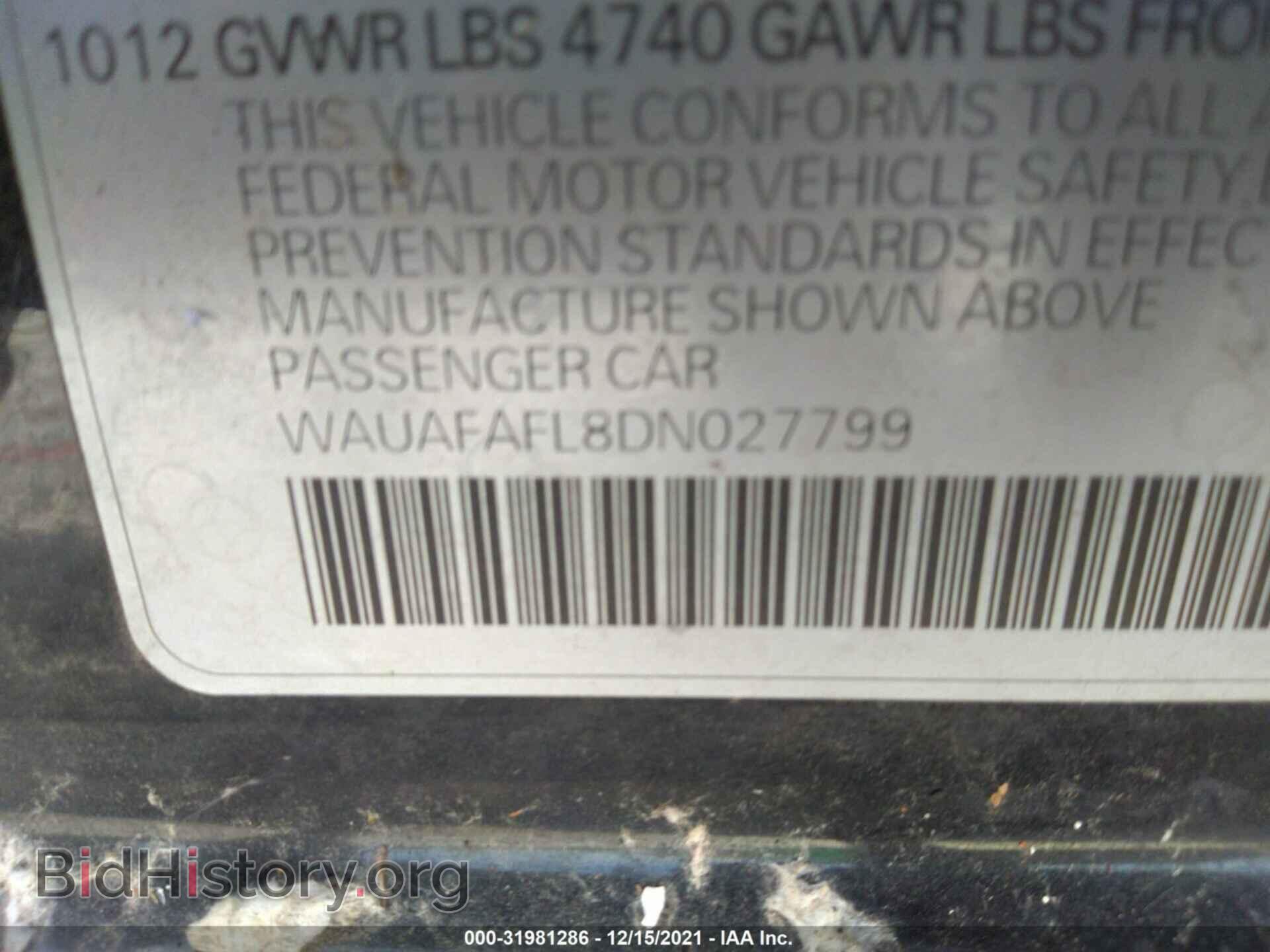 2013 AUDI A4 - VIN: WAUAFAFL8DN027799 - Фото 9