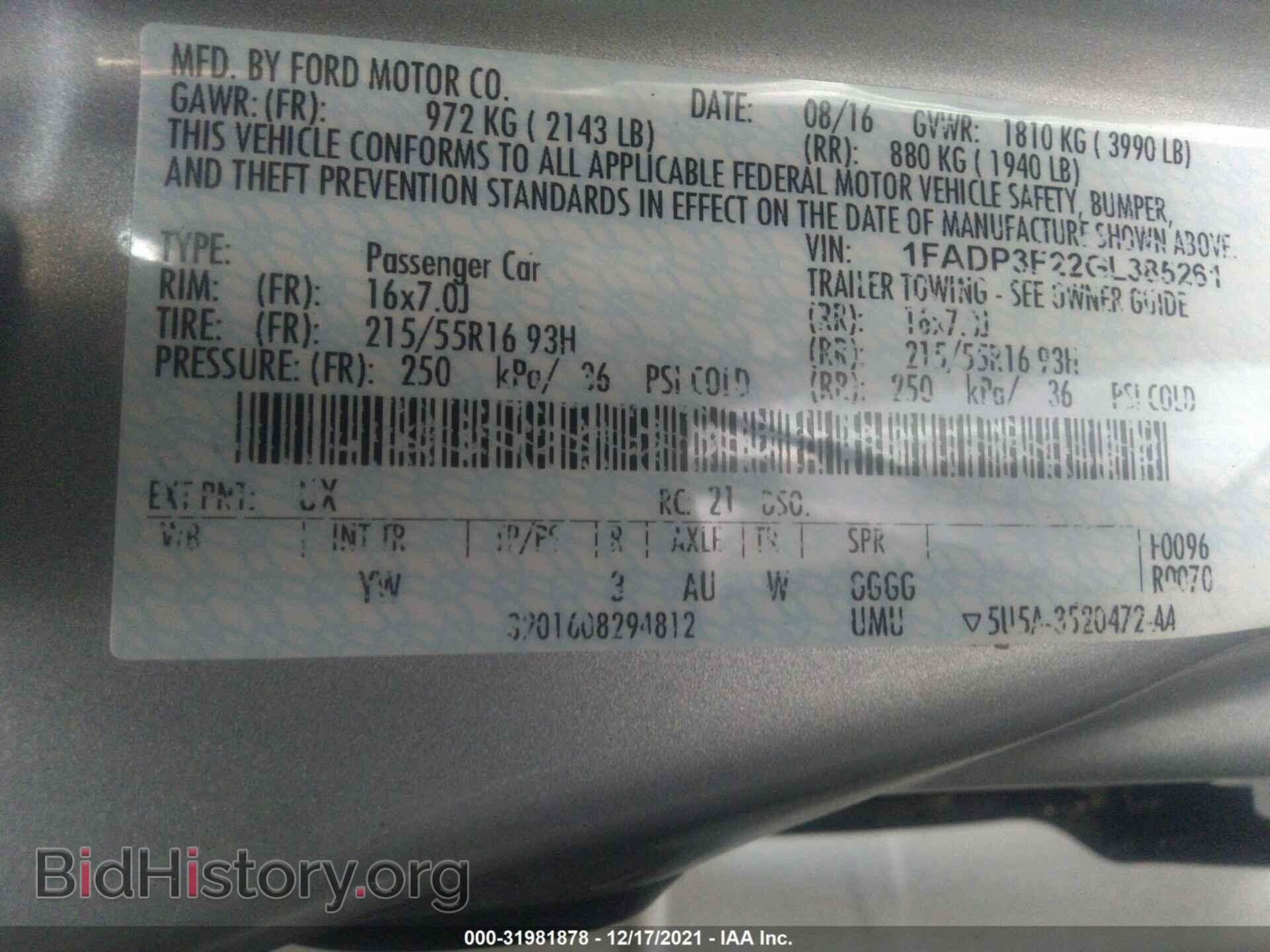 2016 FORD FOCUS - VIN: 1FADP3F22GL385261 - Фото 9