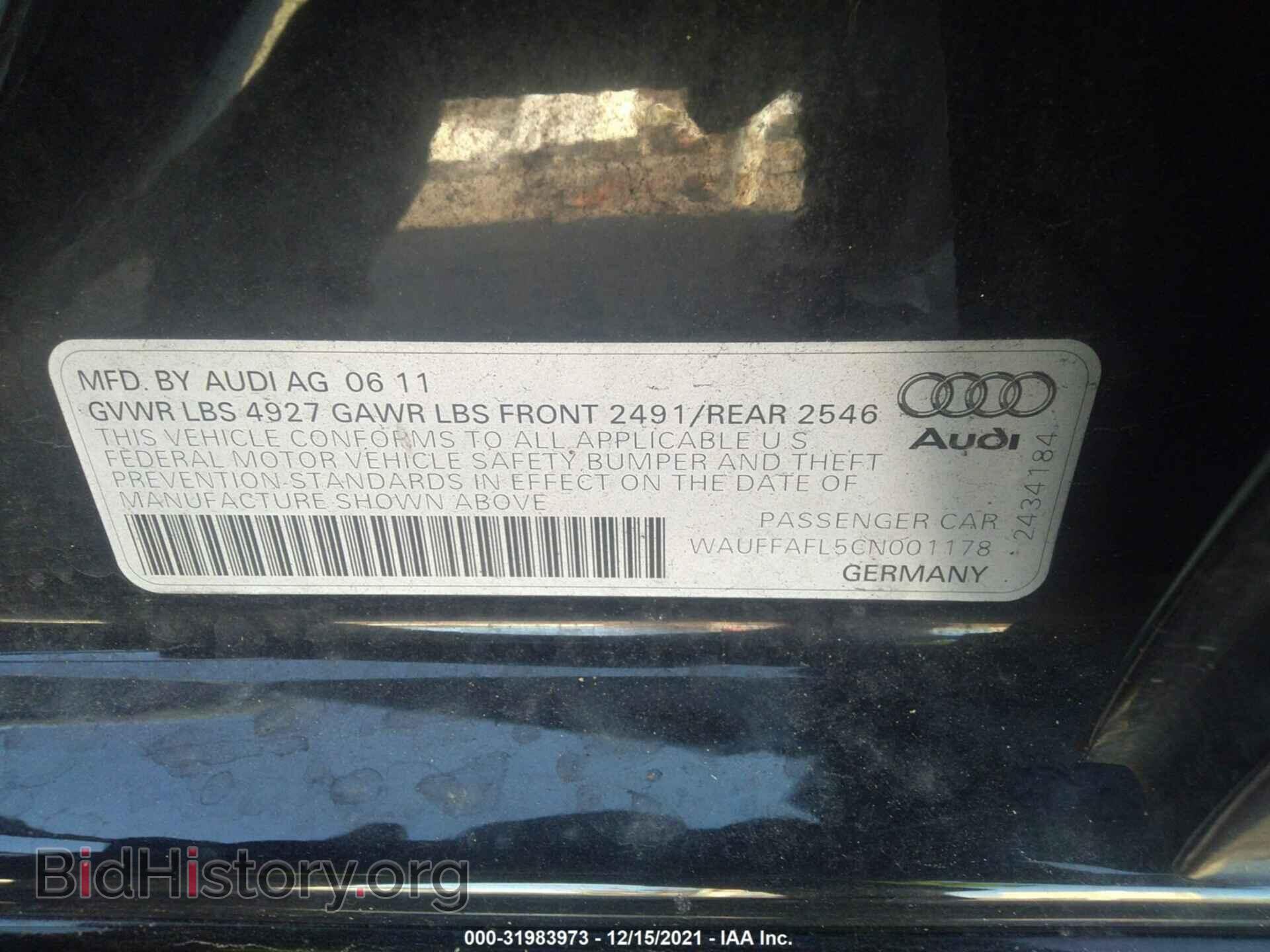 2012 AUDI A4 - VIN: WAUFFAFL5CN001178 - Фото 9