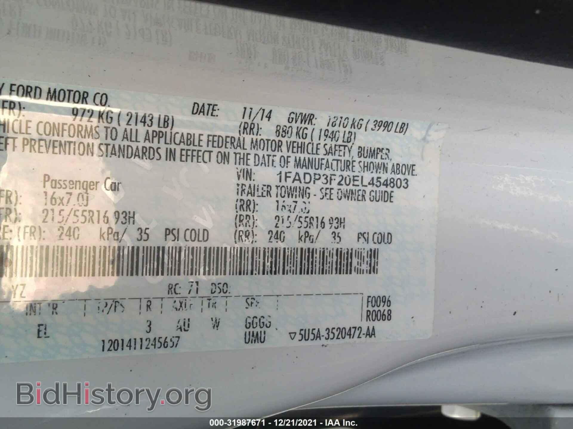 2014 FORD FOCUS - VIN: 1FADP3F20EL454803 - Фото 9
