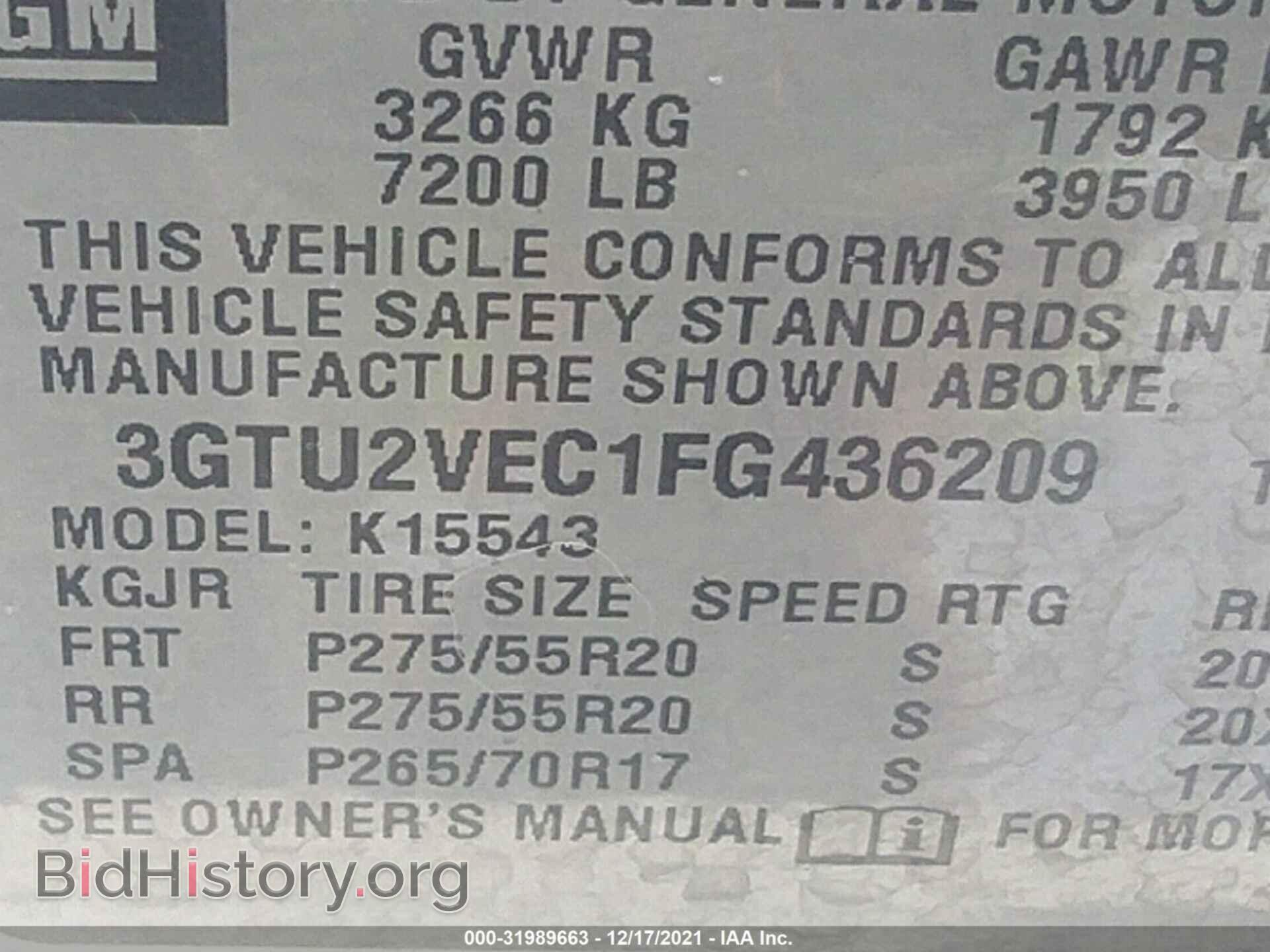2015 GMC SIERRA 1500 - VIN: 3GTU2VEC1FG436209 - Фото 9