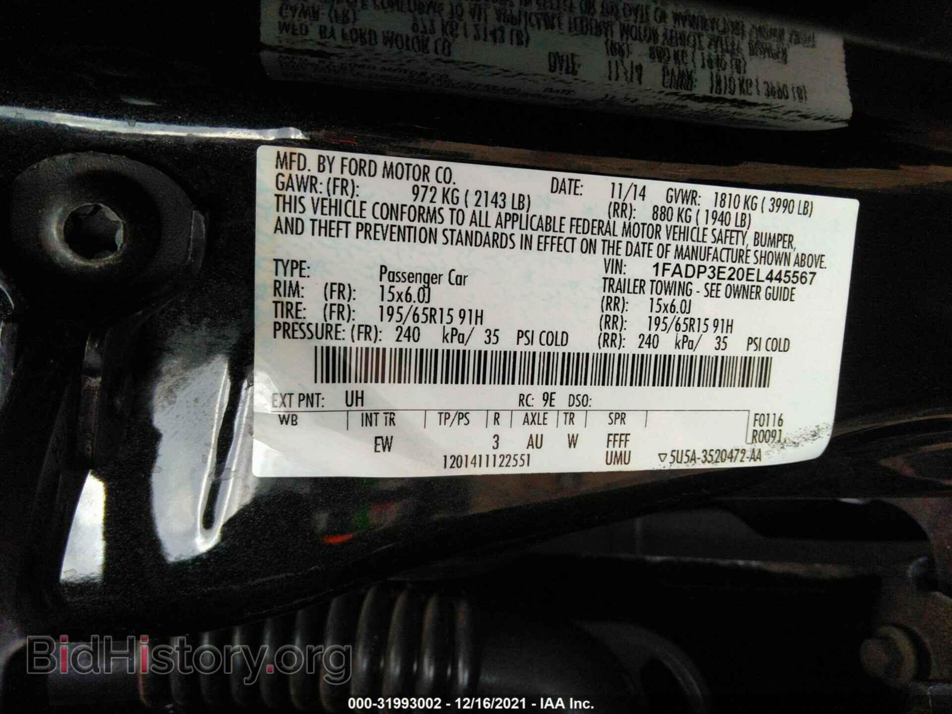2014 FORD FOCUS - VIN: 1FADP3E20EL445567 - Фото 9