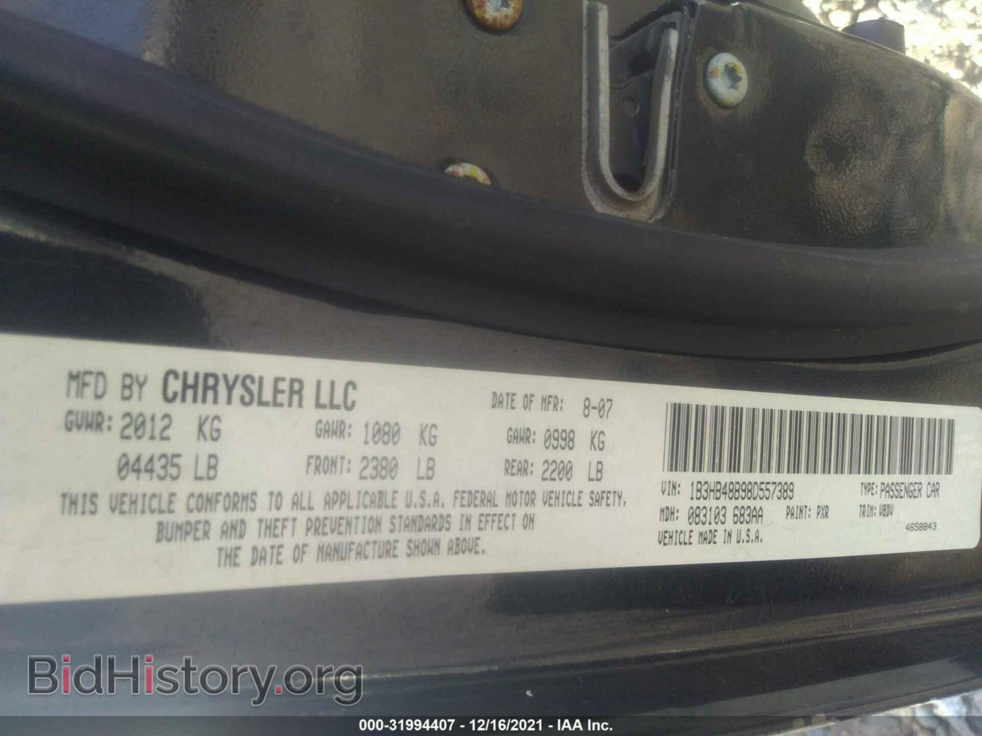 2008 DODGE CALIBER - VIN: 1B3HB48B98D557389 - Photo 9