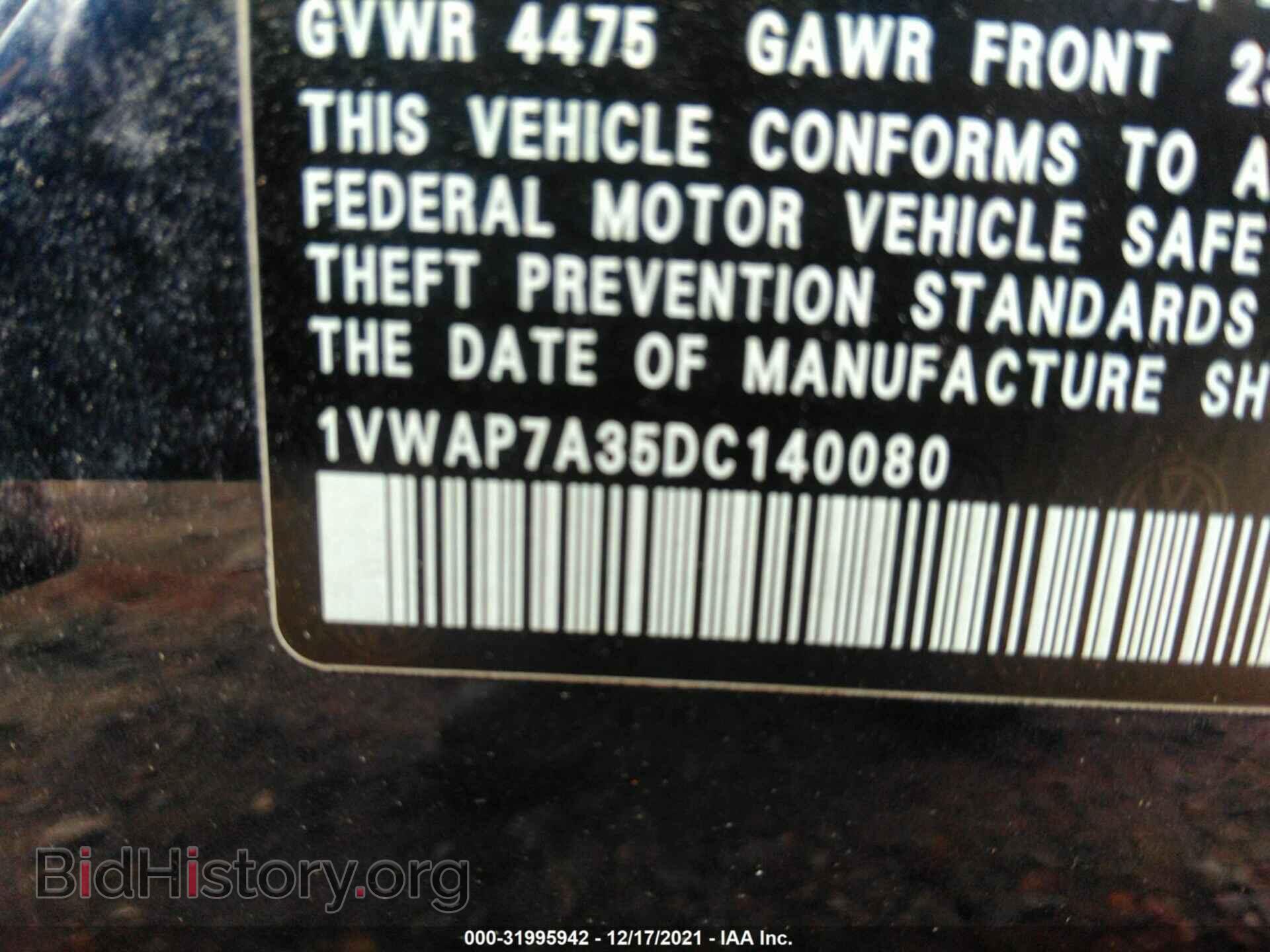 2013 VOLKSWAGEN PASSAT - VIN: 1VWAP7A35DC140080 - Фото 9