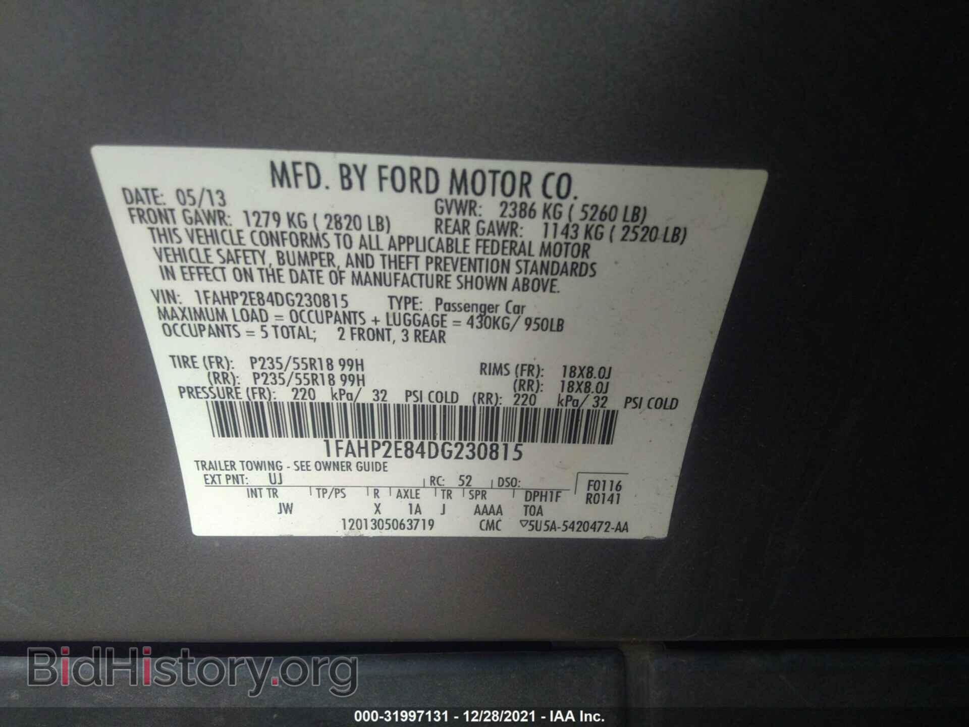2013 FORD TAURUS - VIN: 1FAHP2E84DG230815 - Фото 9