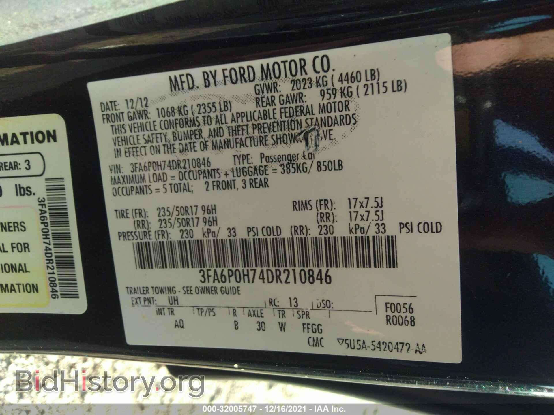 2013 FORD FUSION - VIN: 3FA6P0H74DR210846 - Фото 9