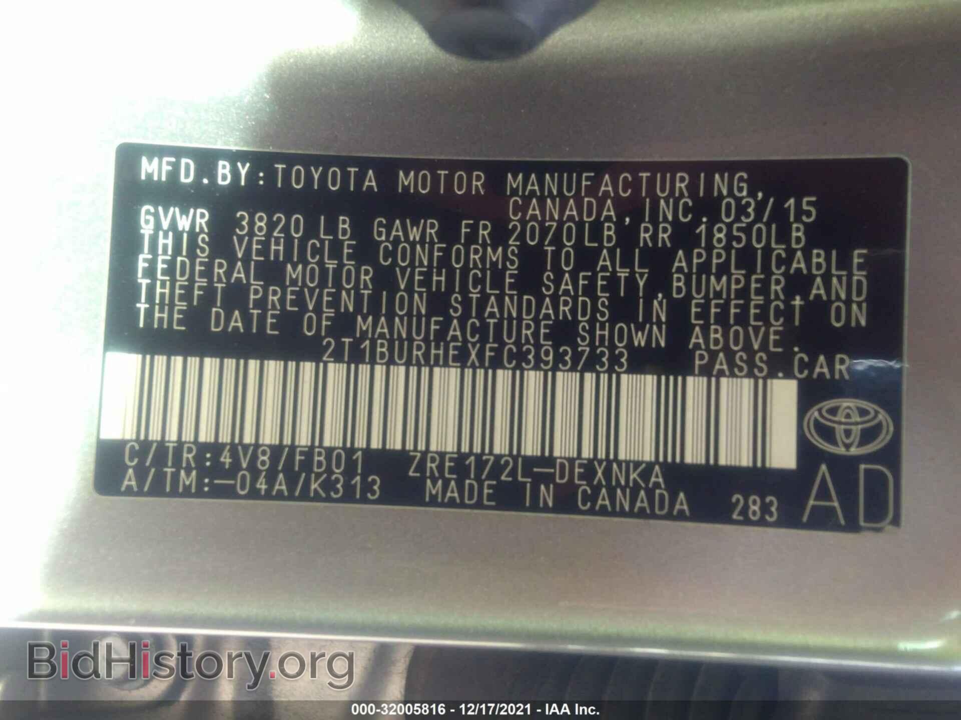 2015 TOYOTA COROLLA - VIN: 2T1BURHEXFC393733 - Photo 9