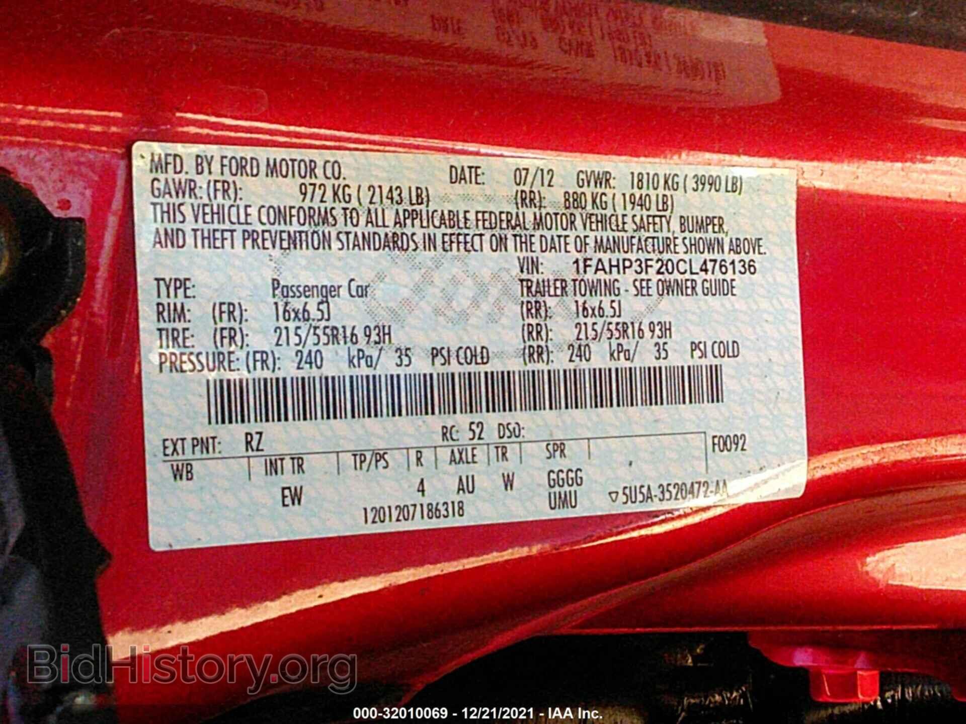 2012 FORD FOCUS - VIN: 1FAHP3F20CL476136 - Фото 9