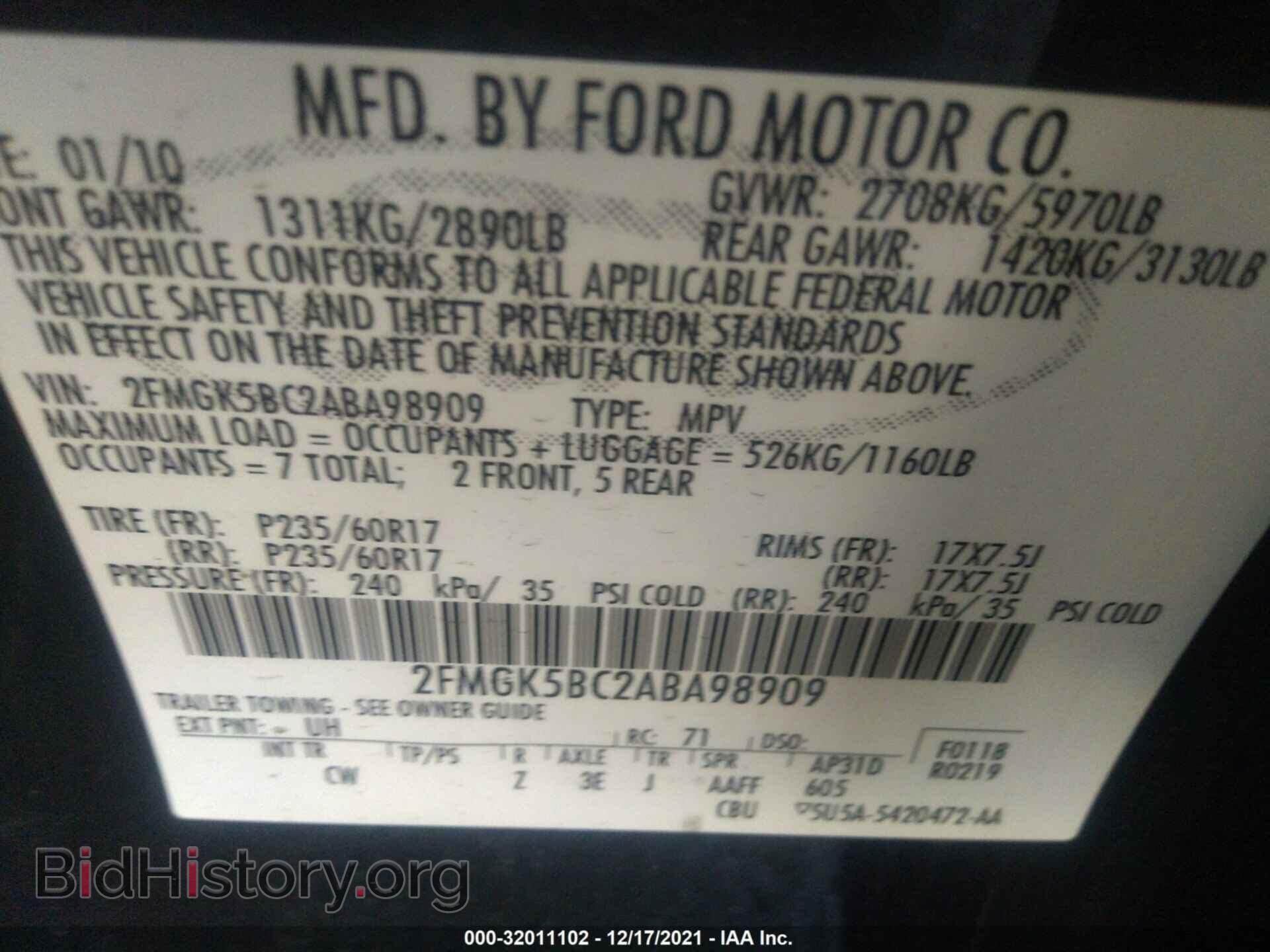 2010 FORD FLEX - VIN: 2FMGK5BC2ABA98909 - Photo 9