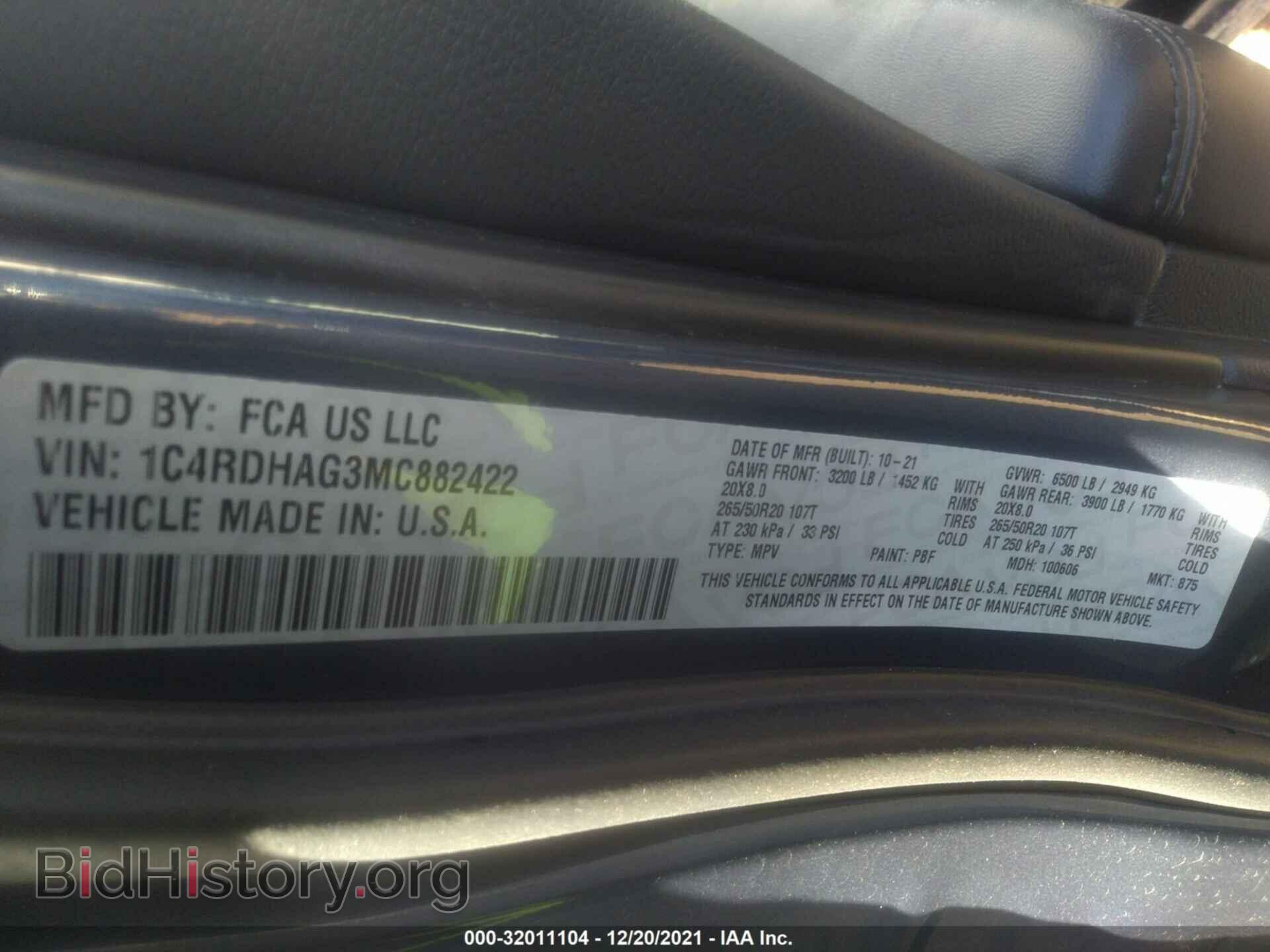 2021 DODGE DURANGO - VIN: 1C4RDHAG3MC882422 - Photo 9