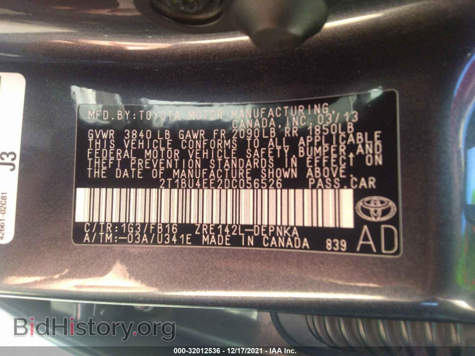 2013 TOYOTA COROLLA - VIN: 2T1BU4EE2DC056526 - Фото 9
