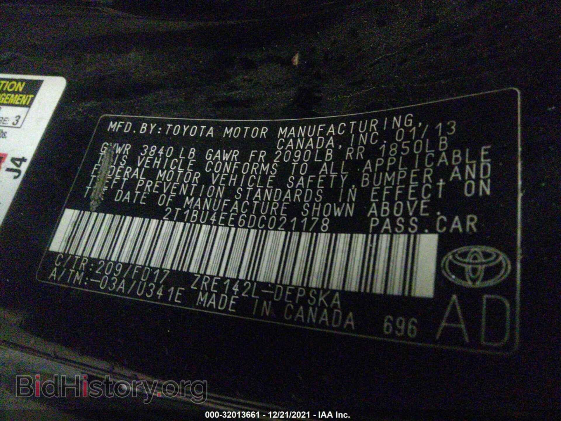 2013 TOYOTA COROLLA - VIN: 2T1BU4EE6DC021178 - Фото 9