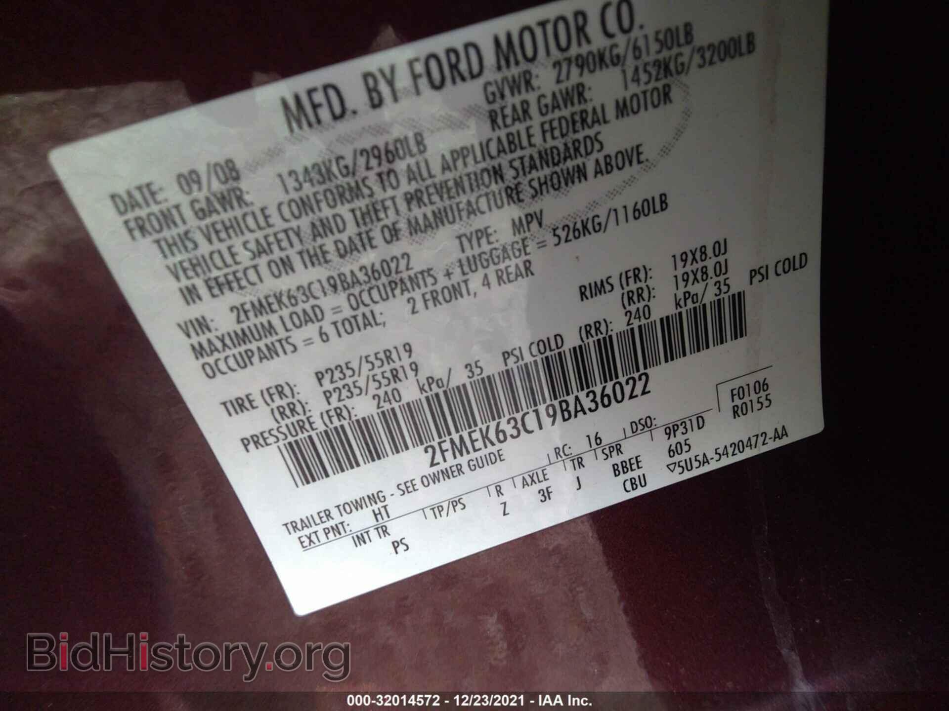 2009 FORD FLEX - VIN: 2FMEK63C19BA36022 - Photo 9