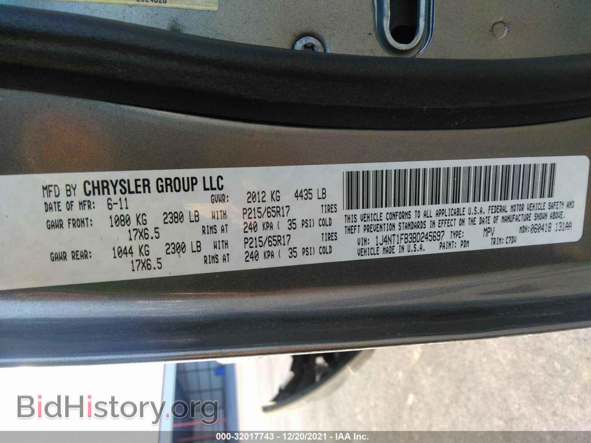 2011 JEEP COMPASS - VIN: 1J4NT1FB3BD245697 - Photo 9