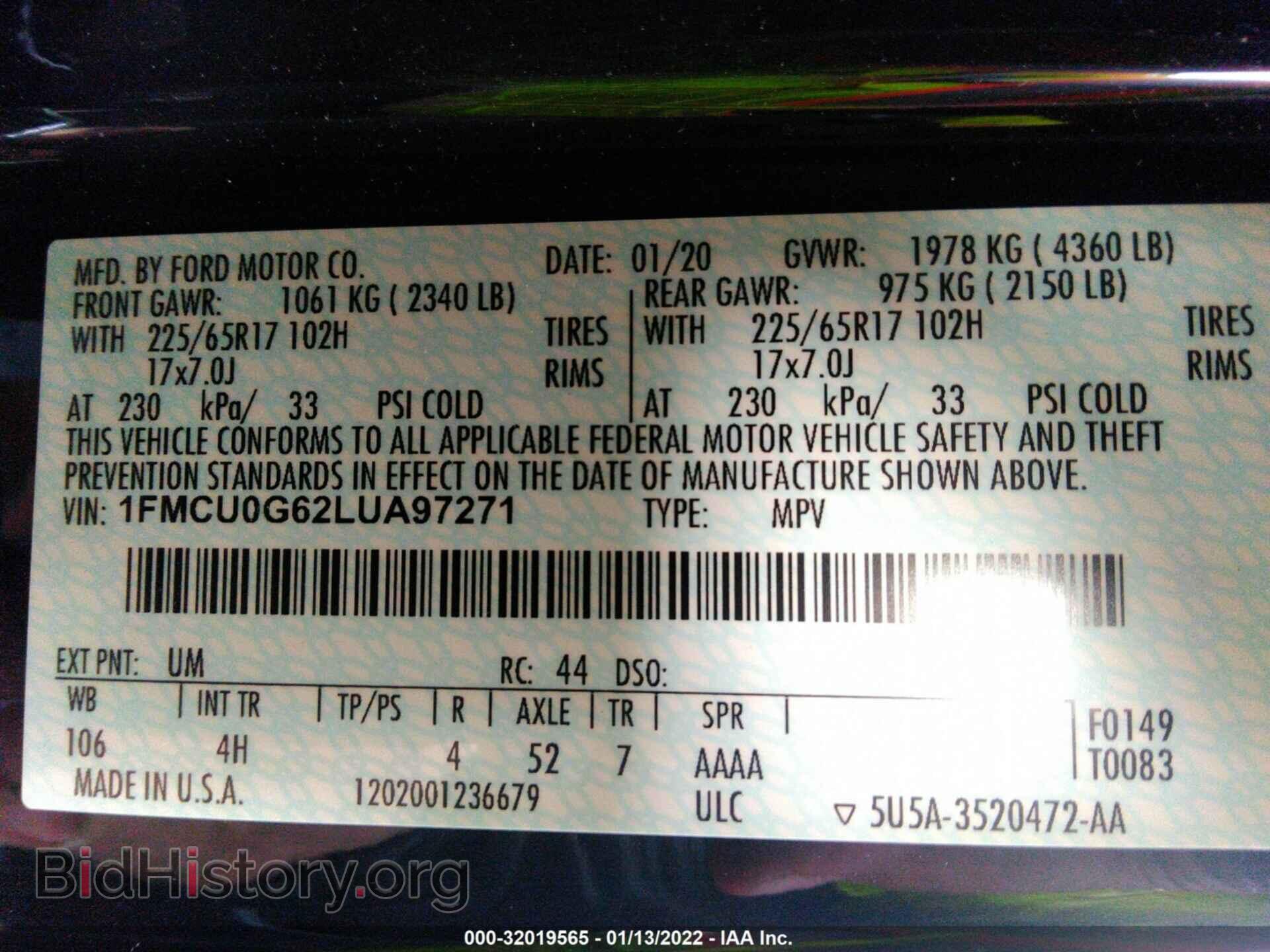 2020 FORD ESCAPE - VIN: 1FMCU0G62LUA97271 - Photo 9