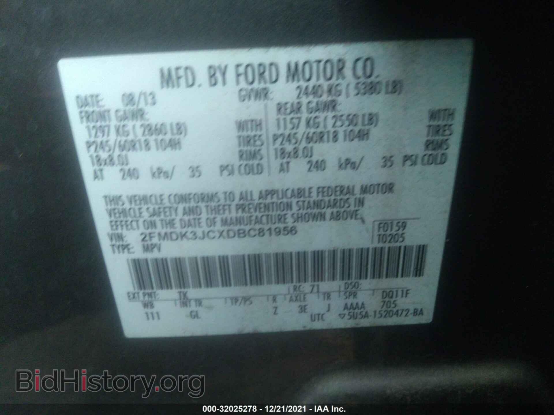 2013 FORD EDGE - VIN: 2FMDK3JCXDBC81956 - Photo 9