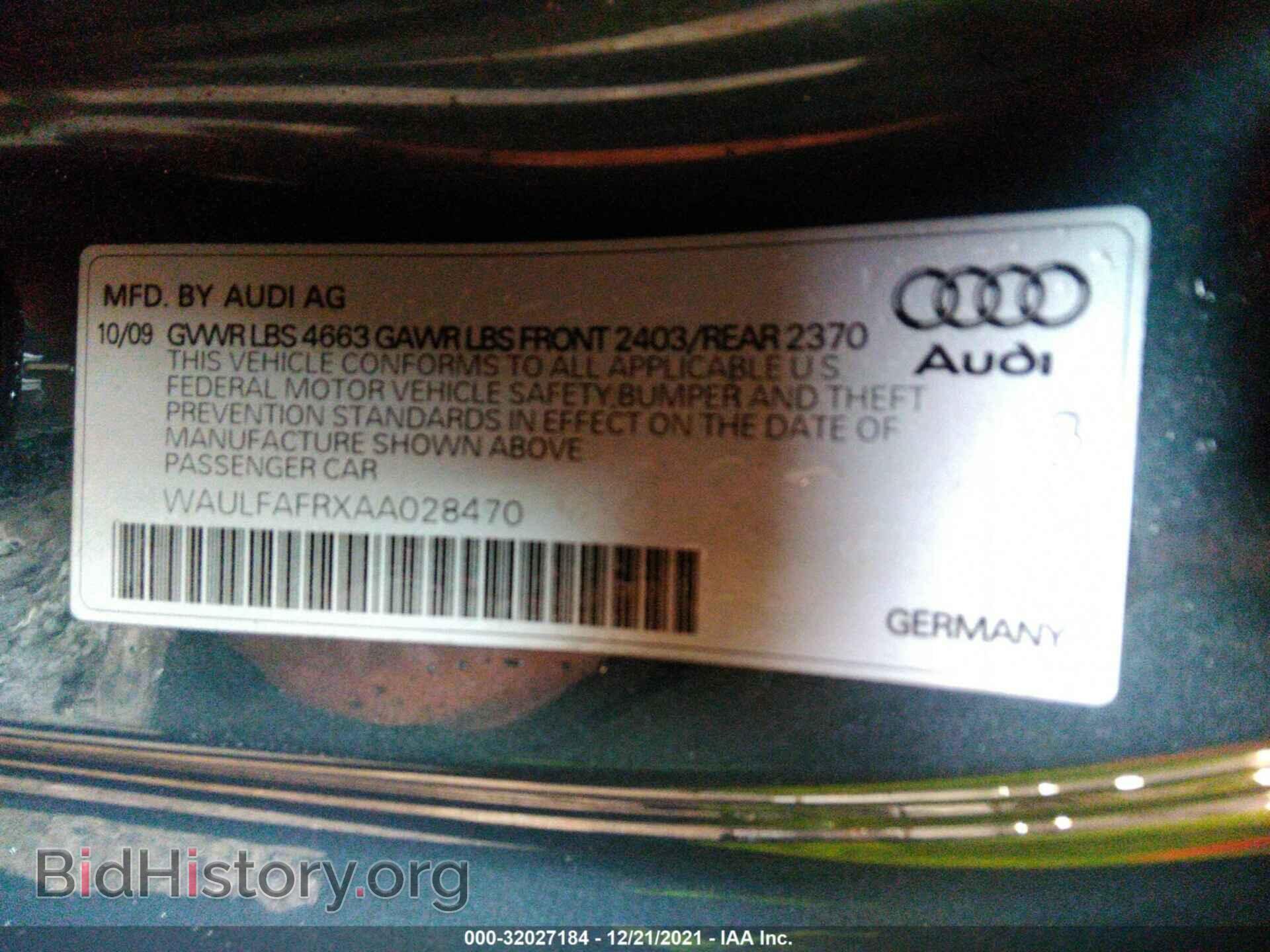 2010 AUDI A5 - VIN: WAULFAFRXAA028470 - Photo 9