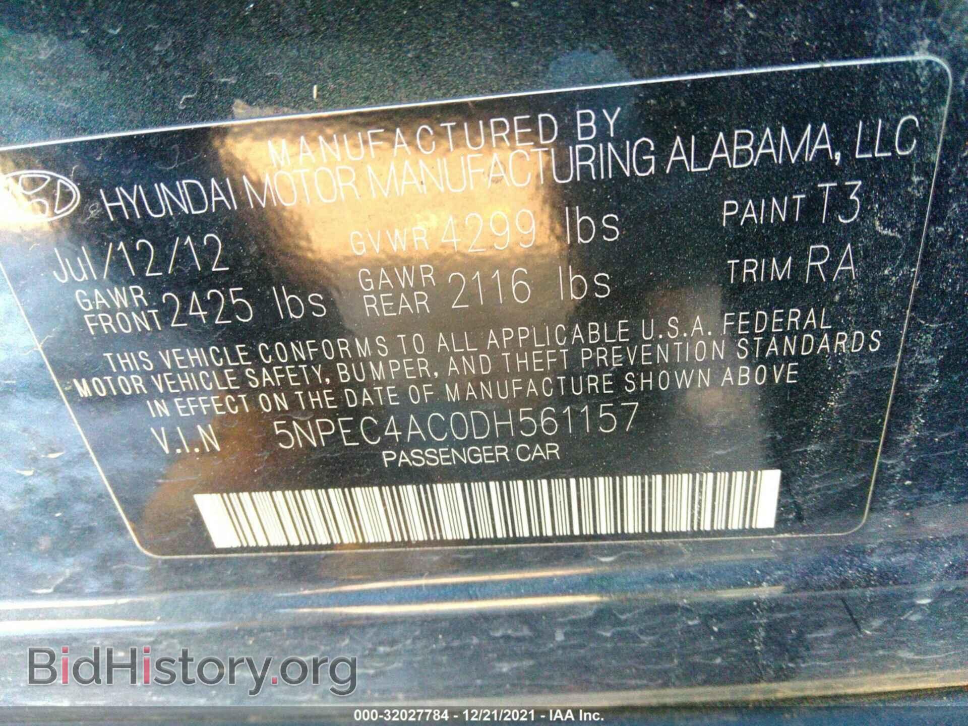2013 HYUNDAI SONATA - VIN: 5NPEC4AC0DH561157 - Photo 9