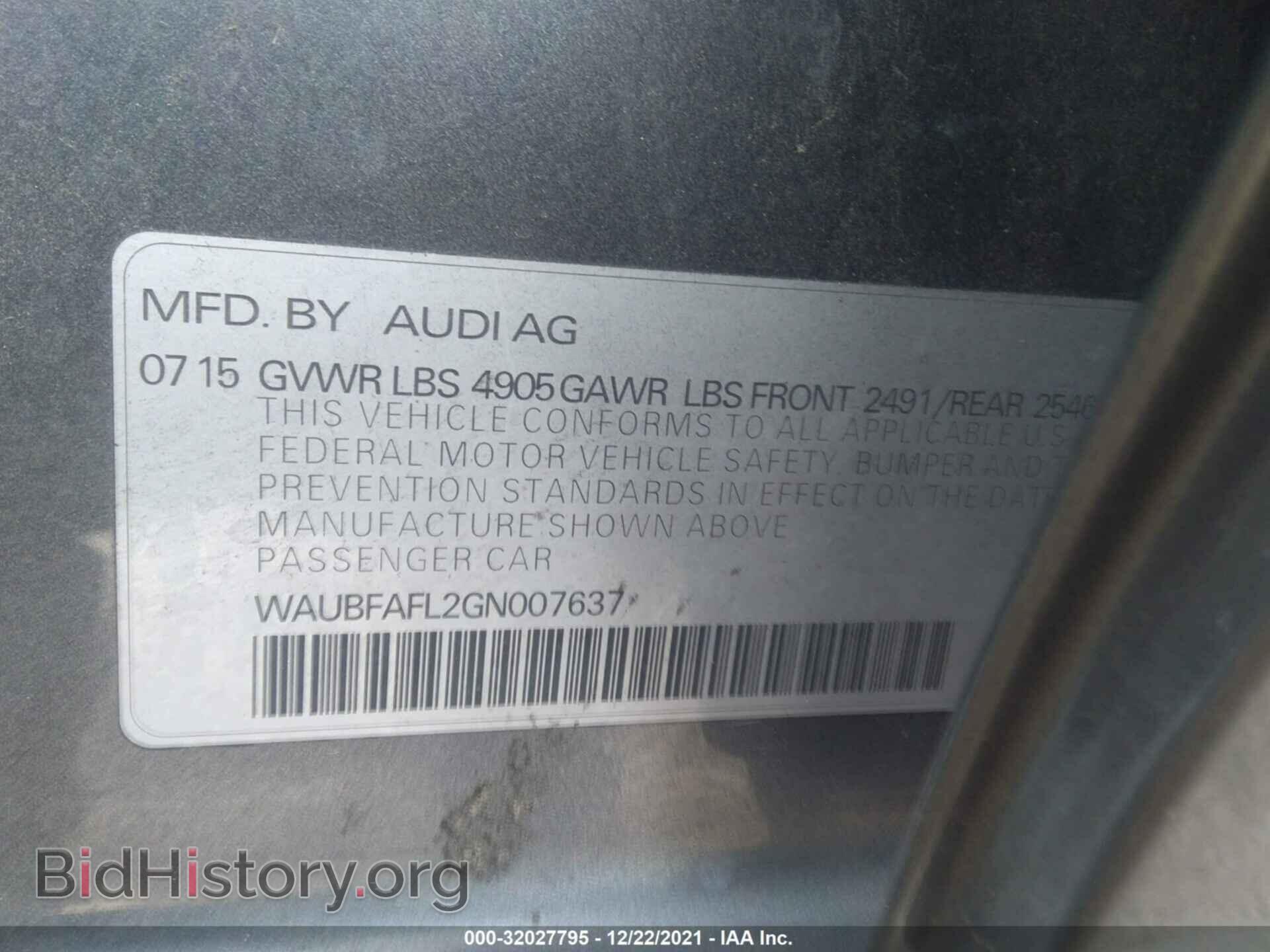 2016 AUDI A4 - VIN: WAUBFAFL2GN007637 - Фото 9