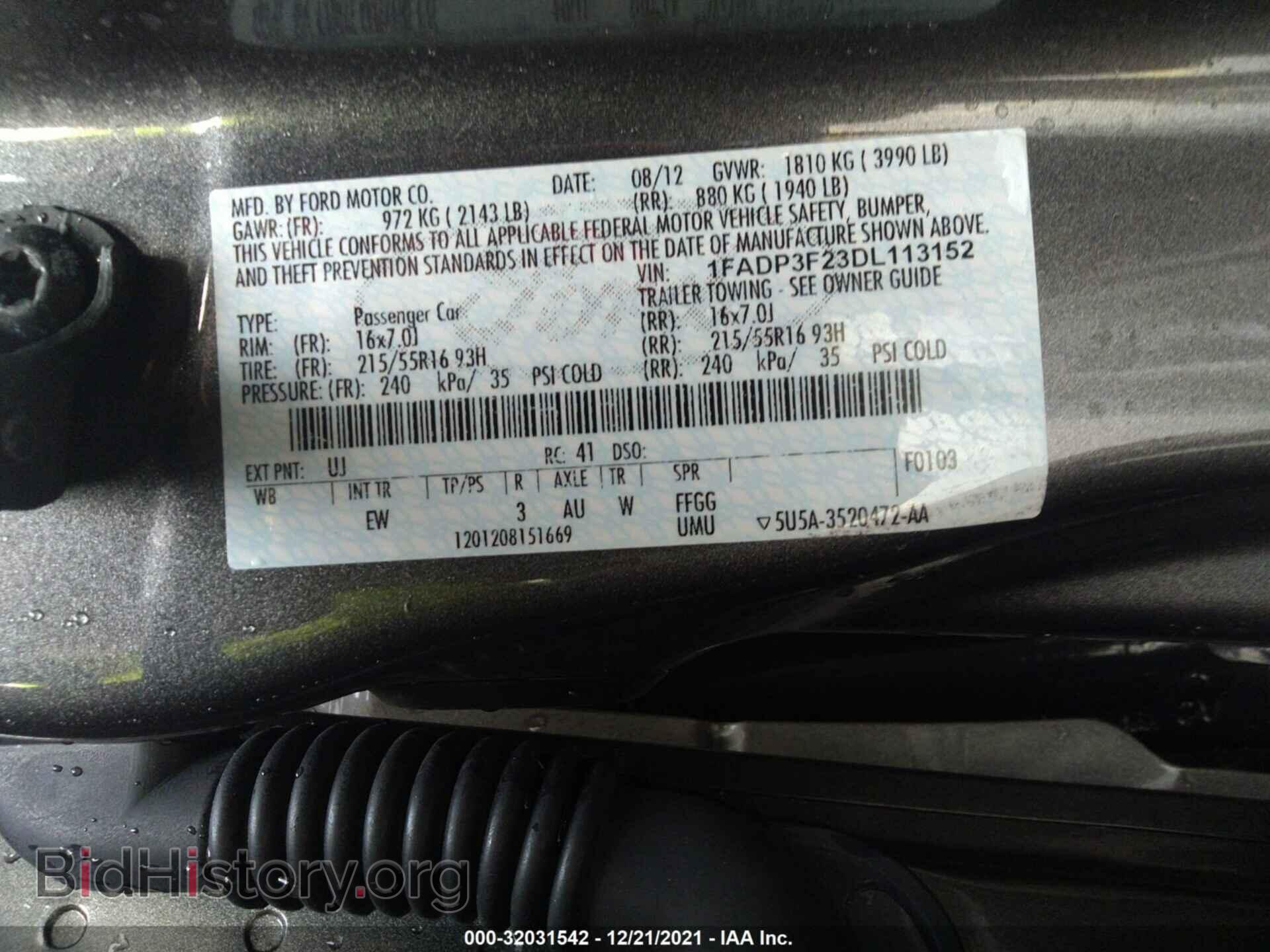 2013 FORD FOCUS - VIN: 1FADP3F23DL113152 - Фото 9