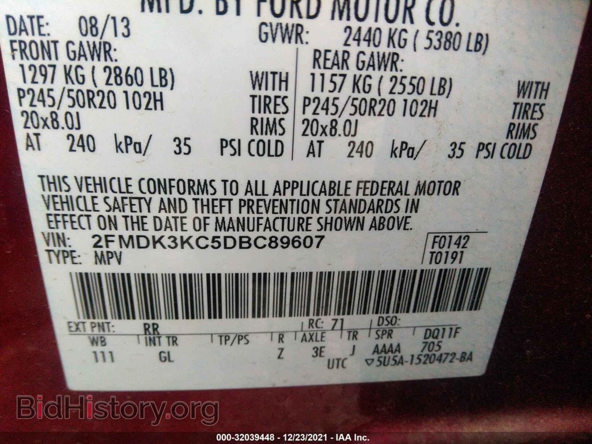 2013 FORD EDGE - VIN: 2FMDK3KC5DBC89607 - Photo 9
