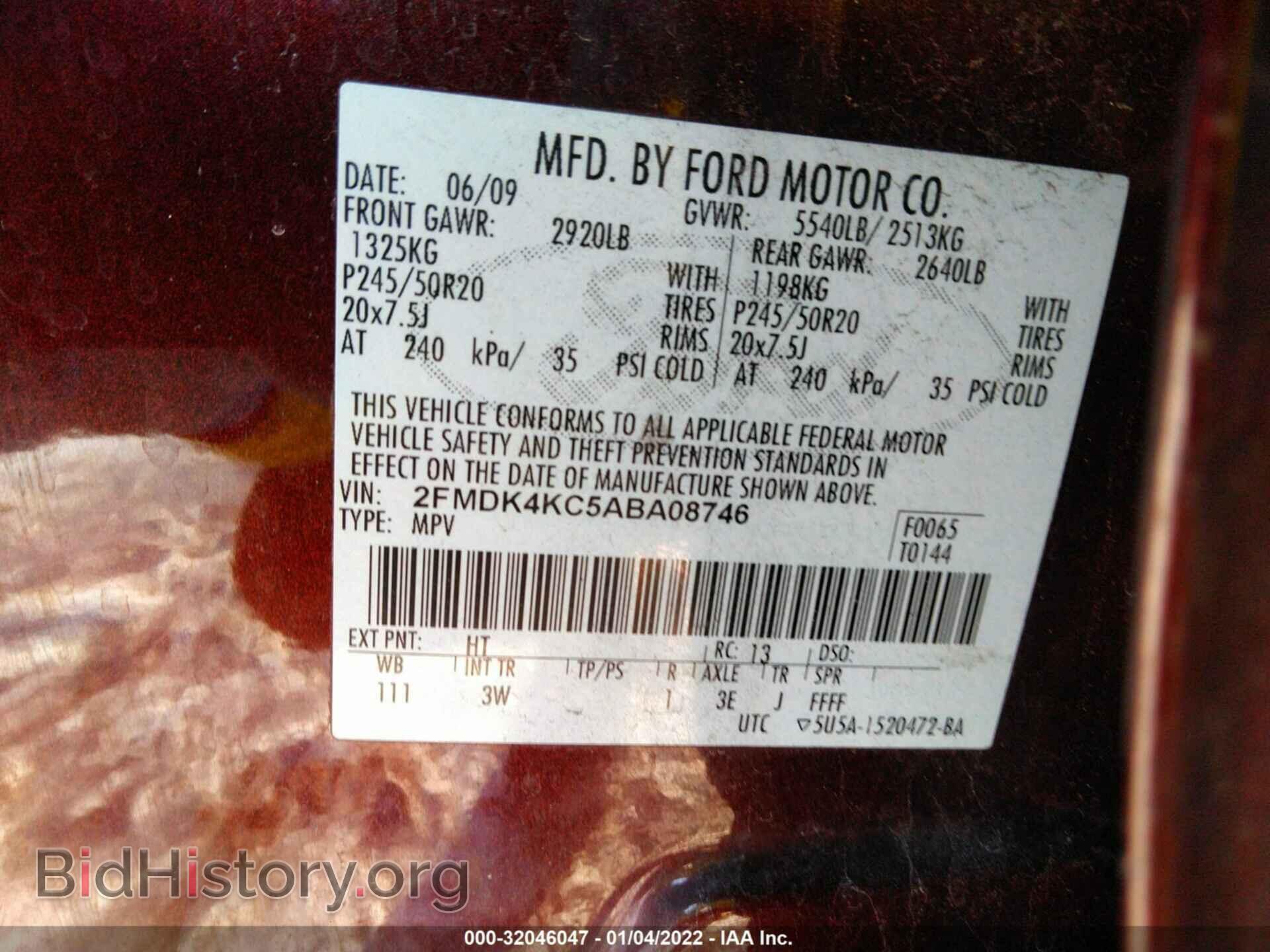 2010 FORD EDGE - VIN: 2FMDK4KC5ABA08746 - Фото 9