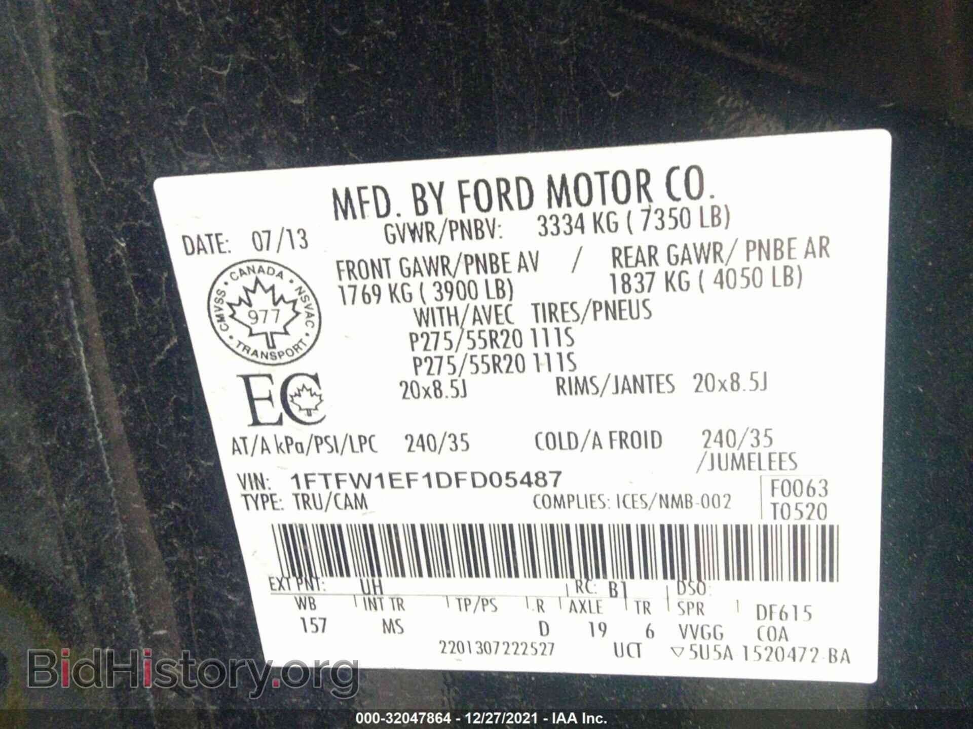 2013 FORD F-150 - VIN: 1FTFW1EF1DFD05487 - Фото 9