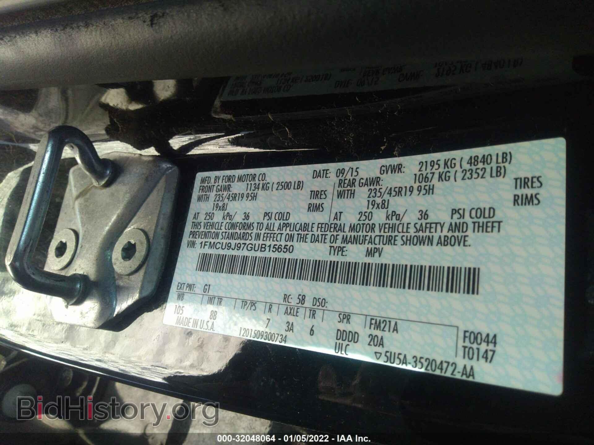 2016 FORD ESCAPE - VIN: 1FMCU9J97GUB15650 - Photo 9