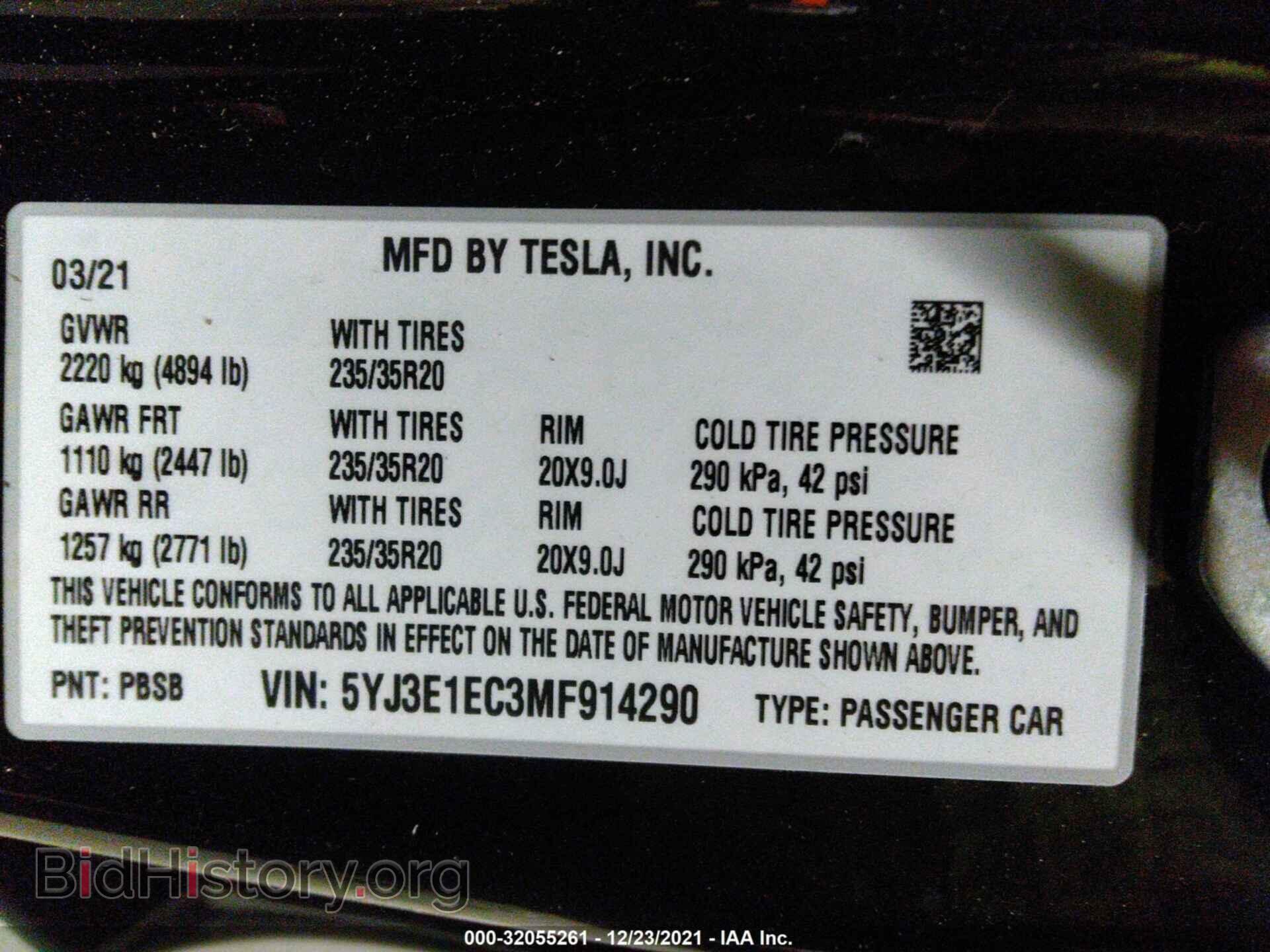 2021 TESLA MODEL 3 - VIN: 5YJ3E1EC3MF914290 - Photo 9