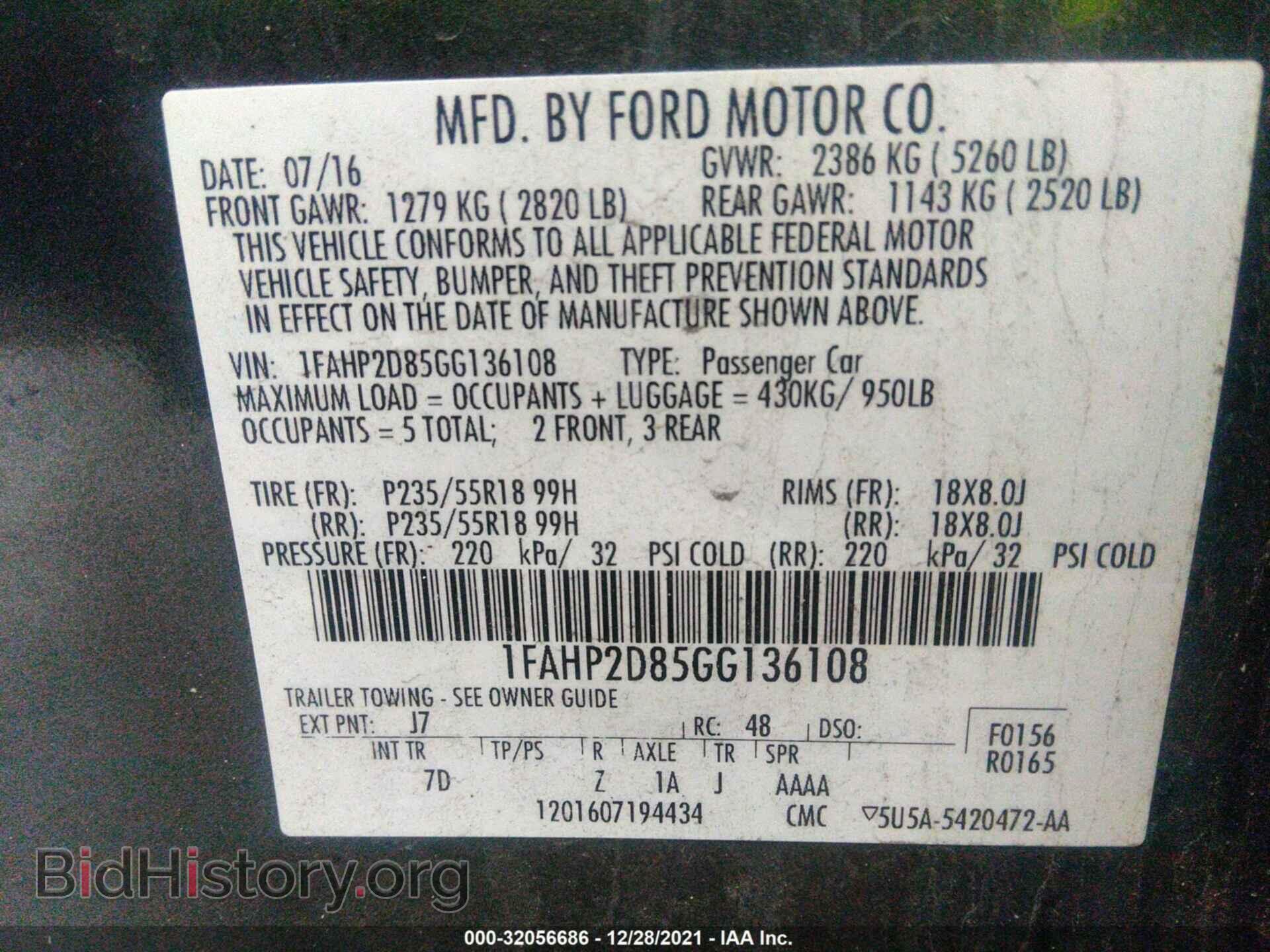 2016 FORD TAURUS - VIN: 1FAHP2D85GG136108 - Фото 9