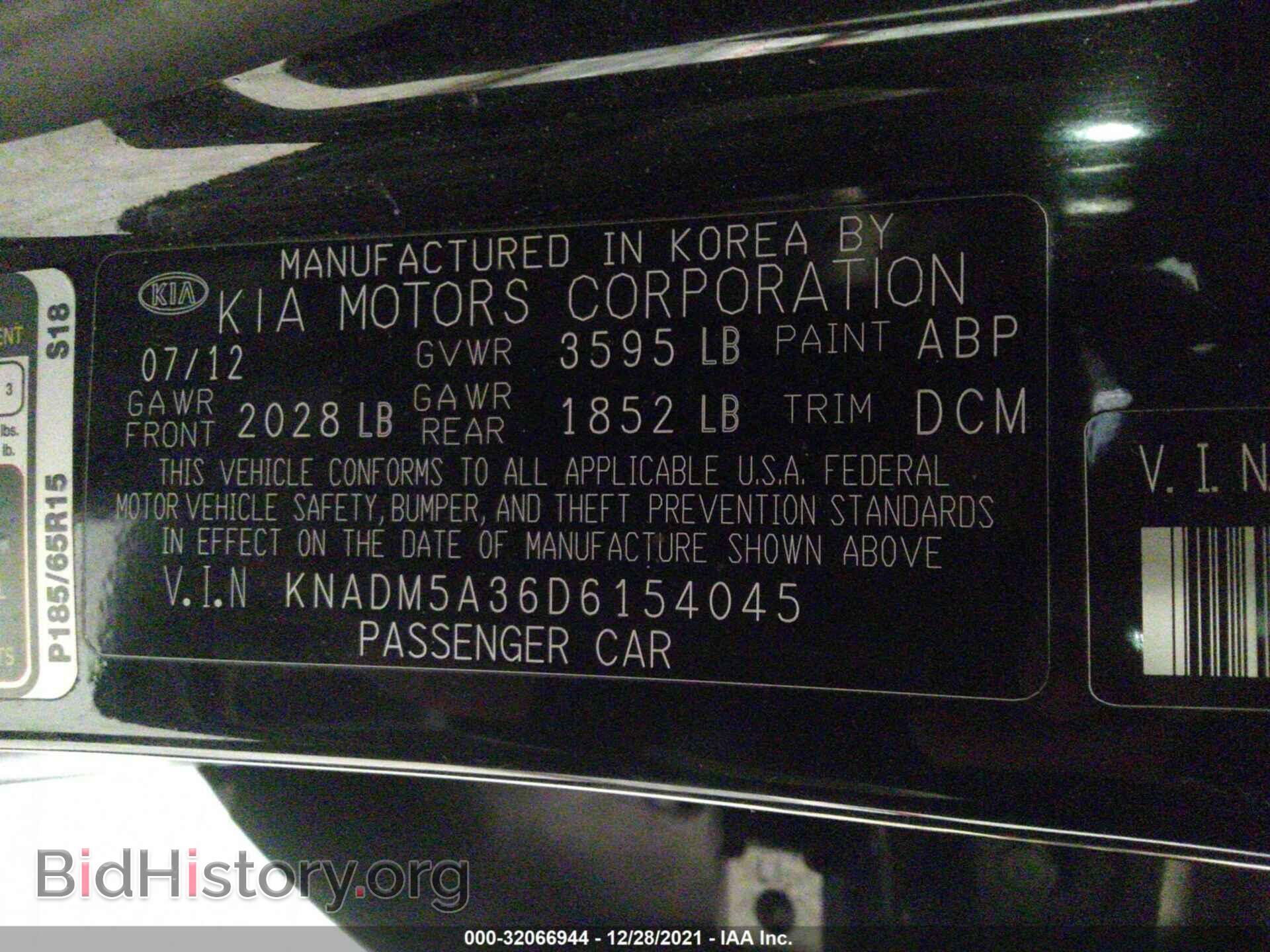 2013 KIA RIO - VIN: KNADM5A36D6154045 - Фото 9