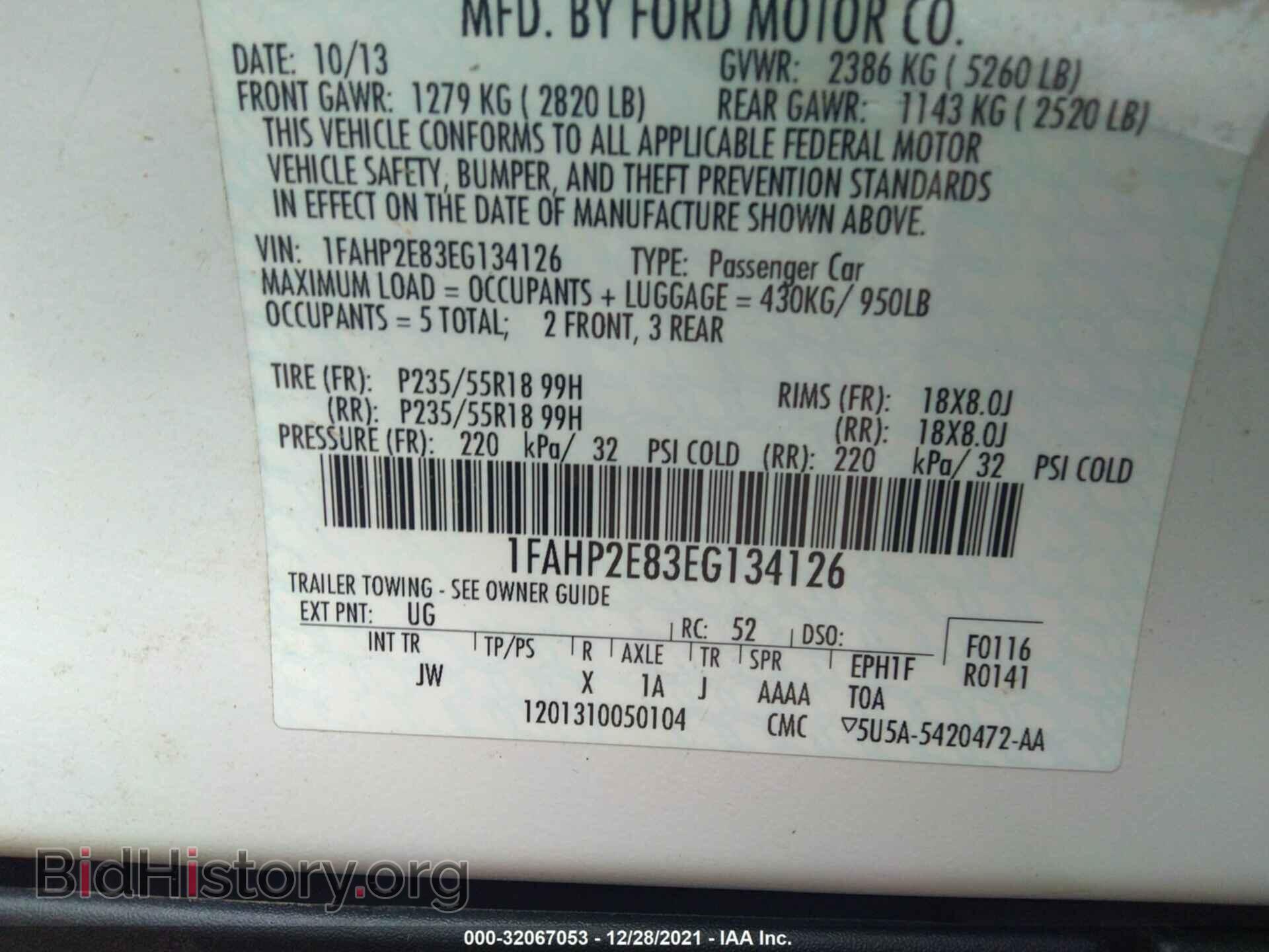 2014 FORD TAURUS - VIN: 1FAHP2E83EG134126 - Фото 9