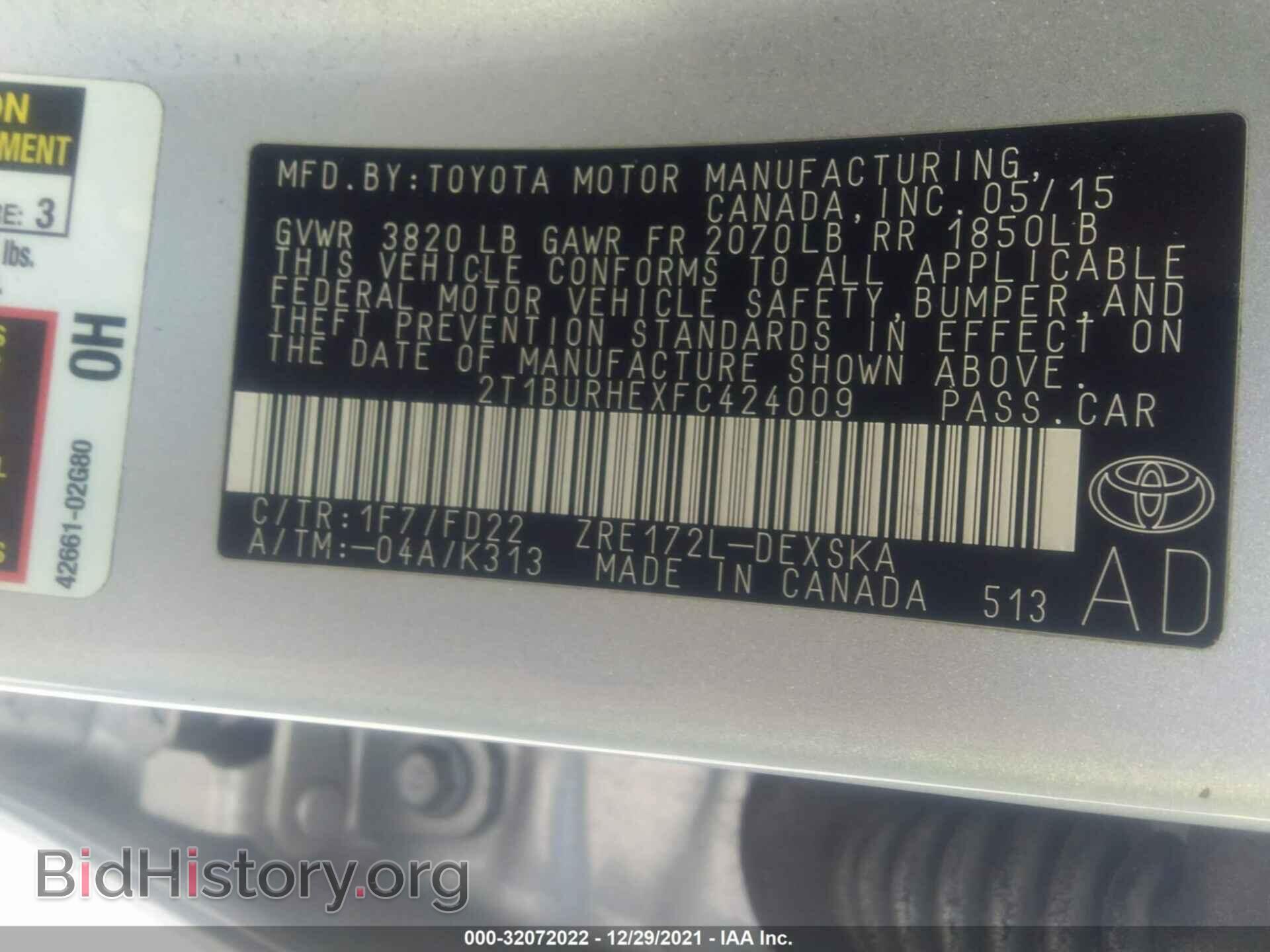 2015 TOYOTA COROLLA - VIN: 2T1BURHEXFC424009 - Photo 9