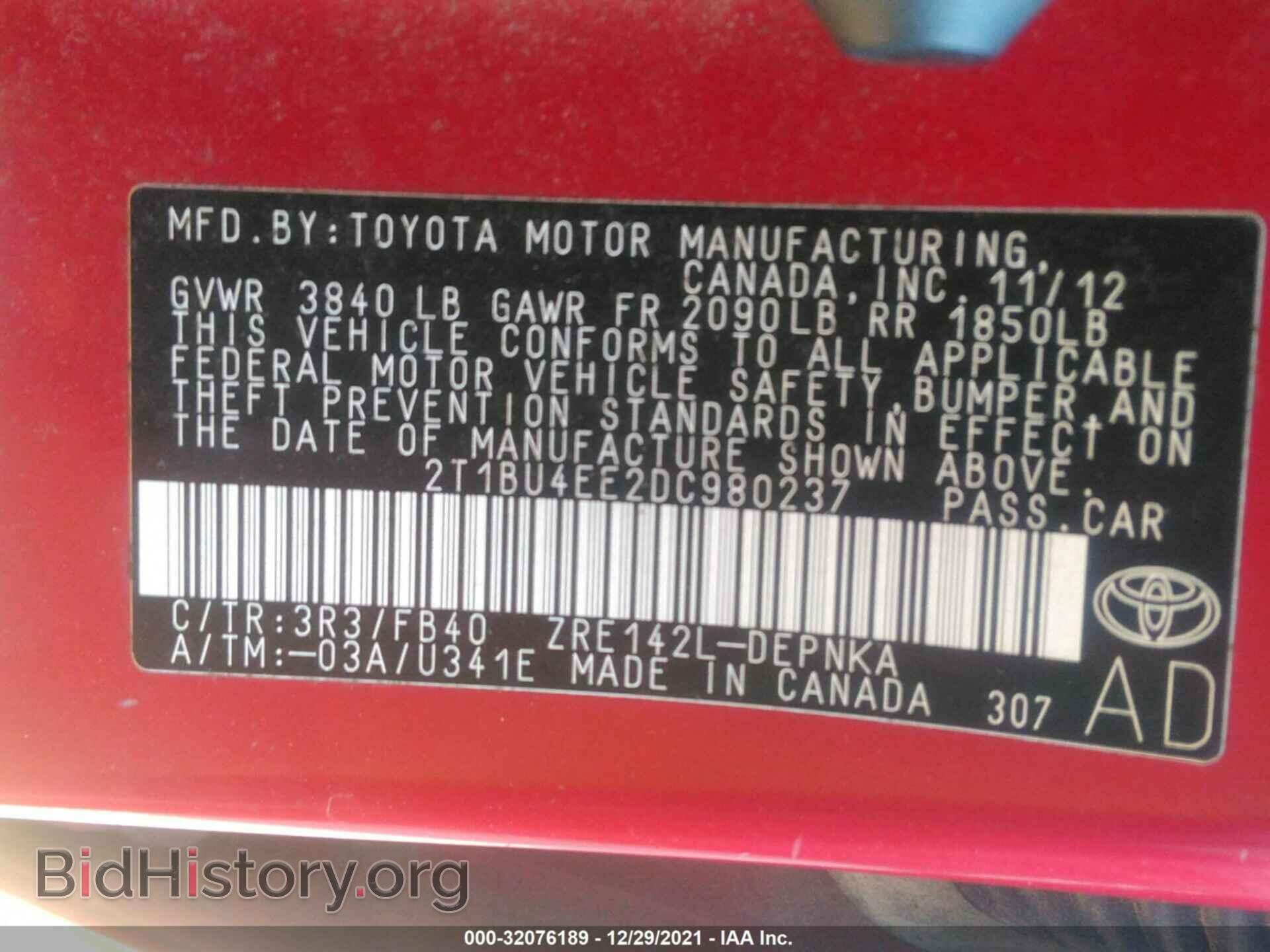 2013 TOYOTA COROLLA - VIN: 2T1BU4EE2DC980237 - Фото 9