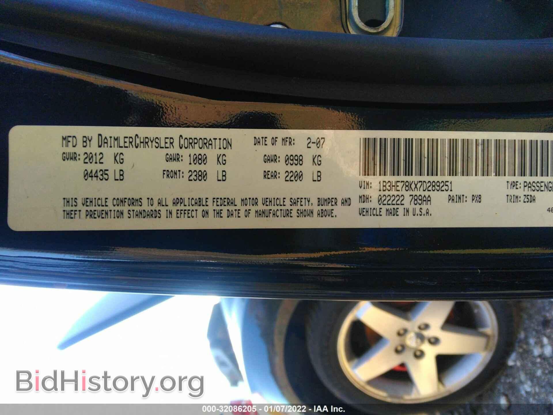 2007 DODGE CALIBER - VIN: 1B3HE78KX7D289251 - Photo 9
