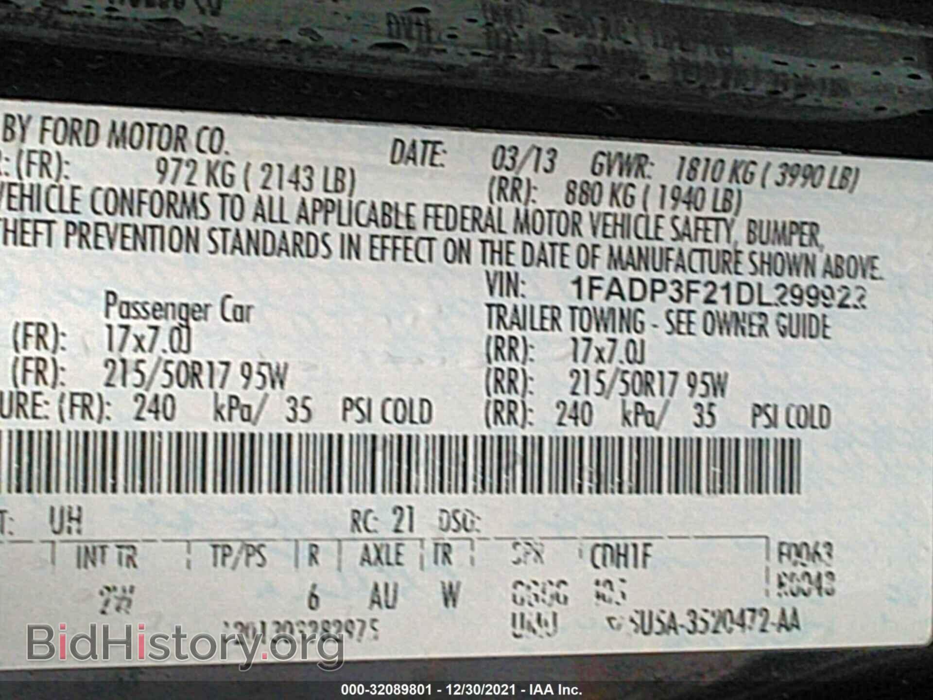 2013 FORD FOCUS - VIN: 1FADP3F21DL299922 - Фото 9