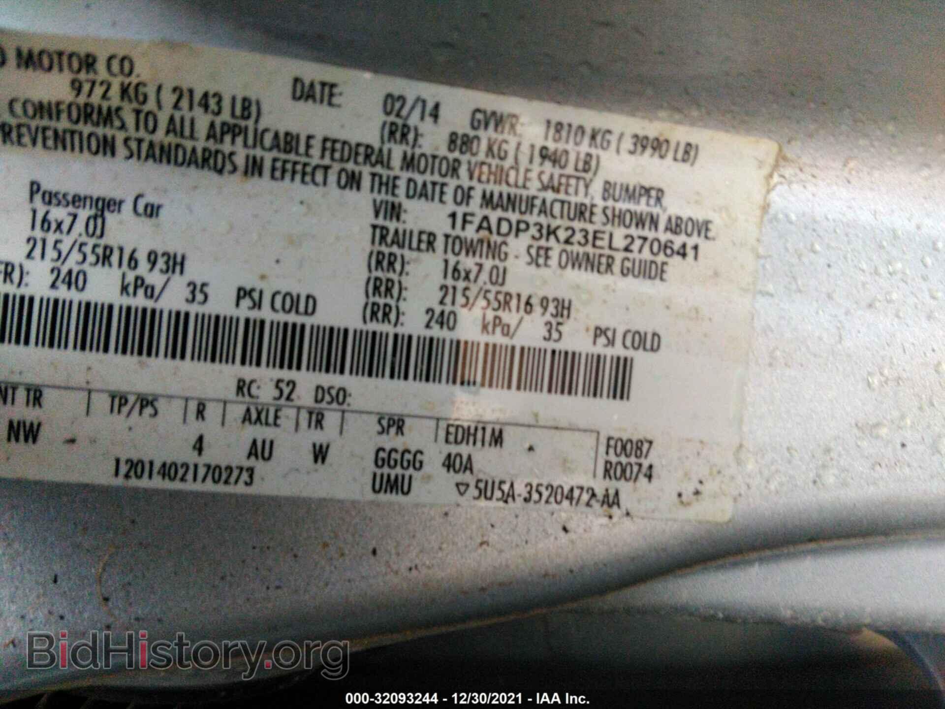 2014 FORD FOCUS - VIN: 1FADP3K23EL270641 - Фото 9