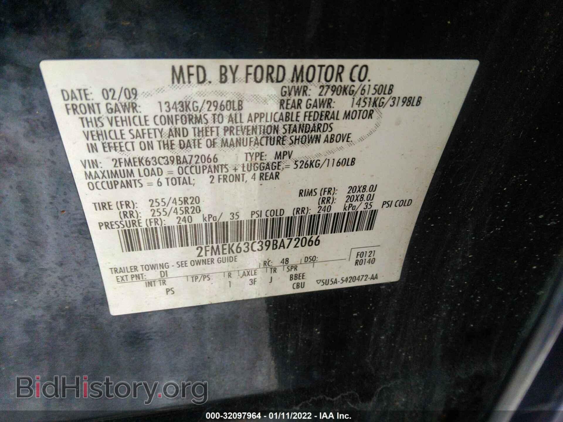 2009 FORD FLEX - VIN: 2FMEK63C39BA72066 - Photo 9