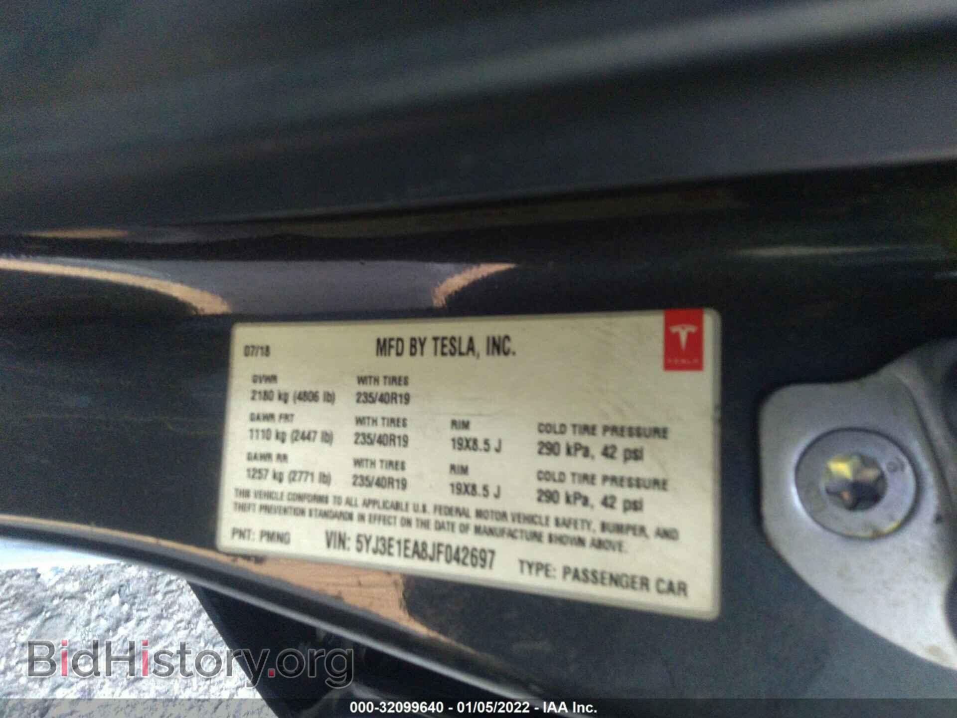 2018 TESLA MODEL 3 - VIN: 5YJ3E1EA8JF042697 - Фото 9