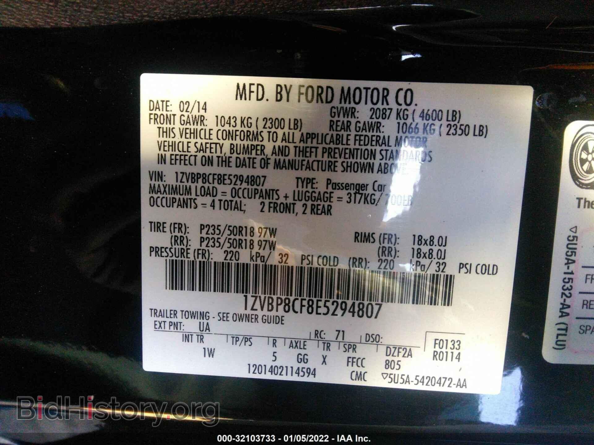 2014 FORD MUSTANG - VIN: 1ZVBP8CF8E5294807 - Фото 9