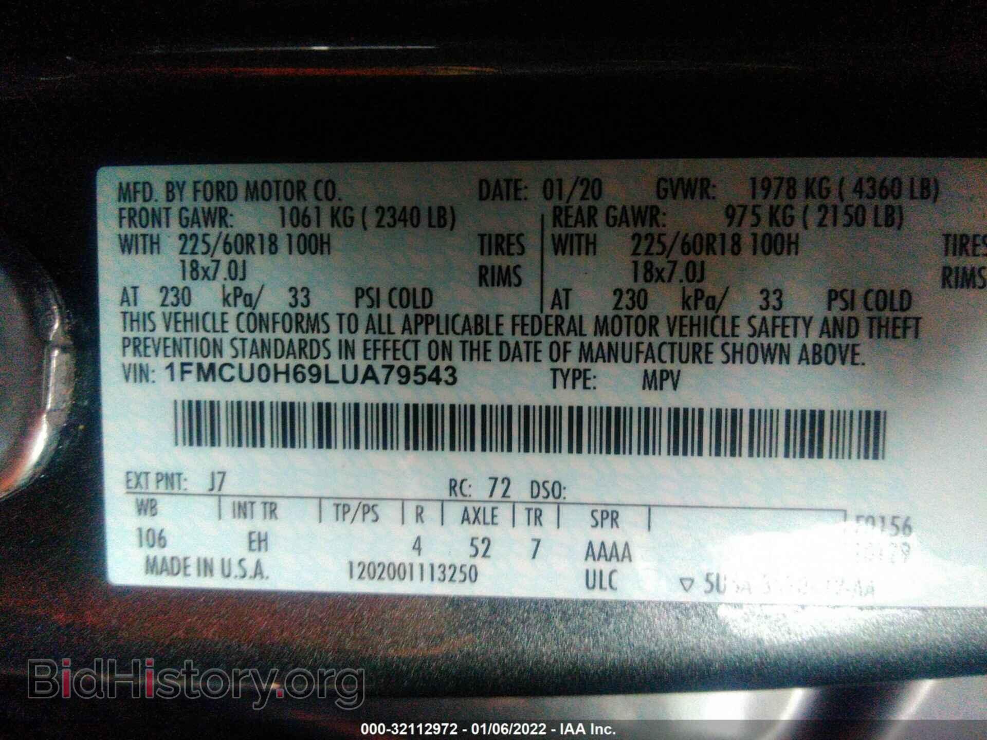 2020 FORD ESCAPE - VIN: 1FMCU0H69LUA79543 - Photo 9
