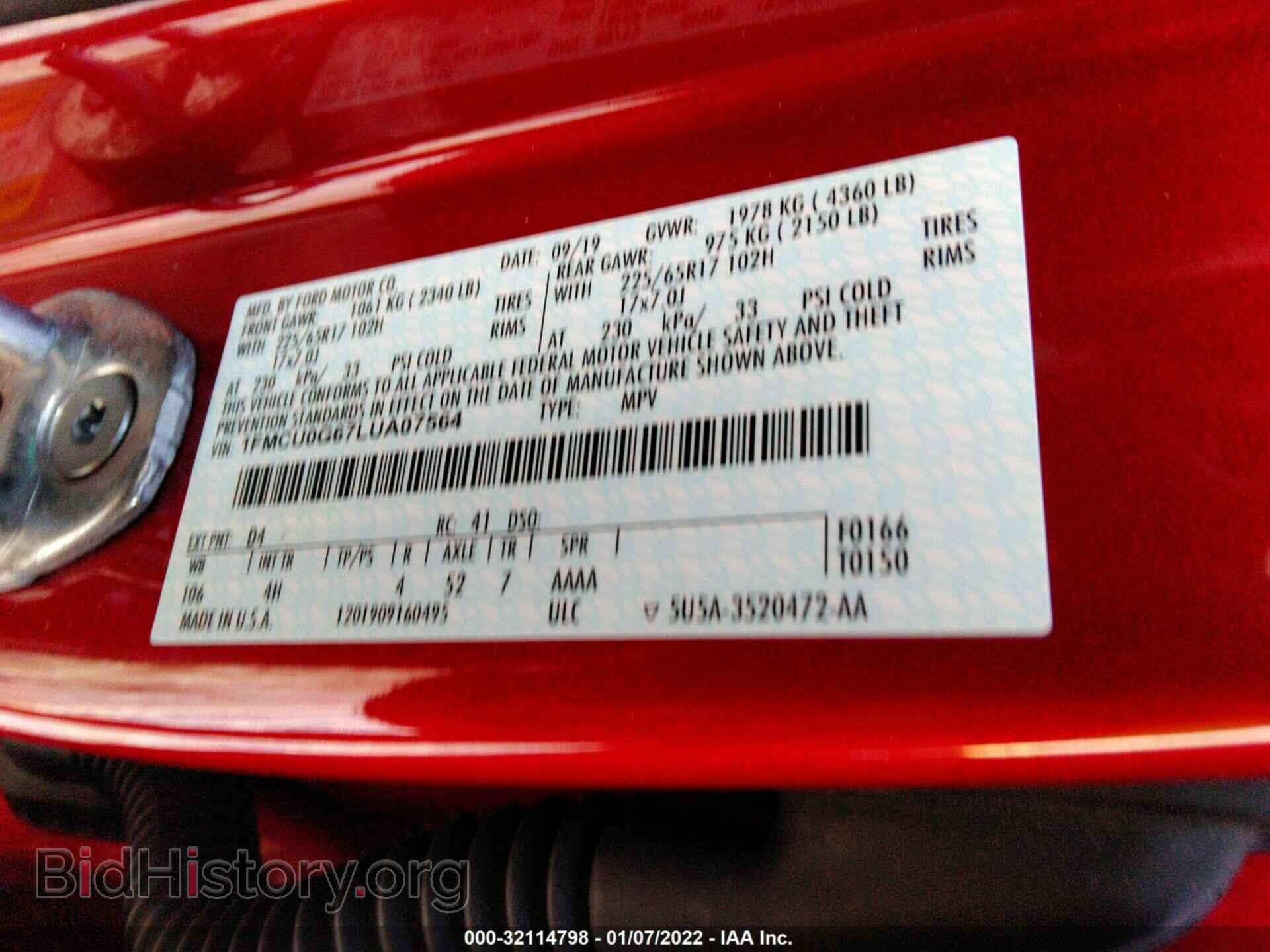 2020 FORD ESCAPE - VIN: 1FMCU0G67LUA07564 - Photo 9