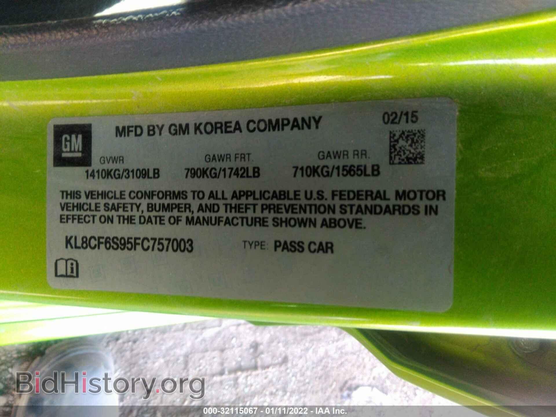 2015 CHEVROLET SPARK - VIN: KL8CF6S95FC757003 - Фото 9