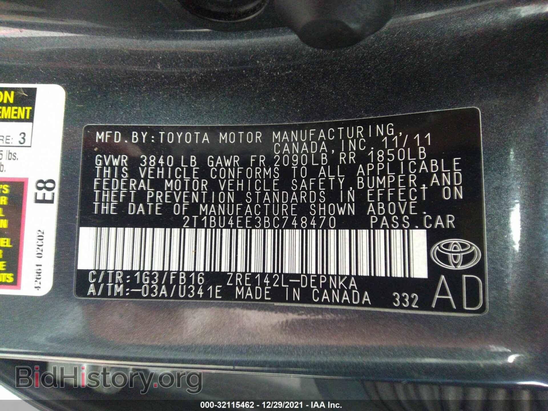 2011 TOYOTA COROLLA - VIN: 2T1BU4EE3BC748470 - Фото 9