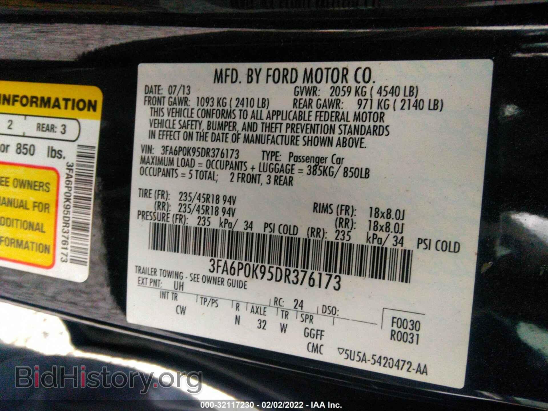 2013 FORD FUSION - VIN: 3FA6P0K95DR376173 - Фото 9
