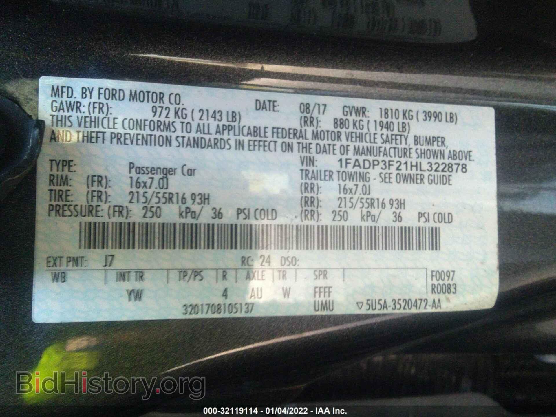2017 FORD FOCUS - VIN: 1FADP3F21HL322878 - Фото 9